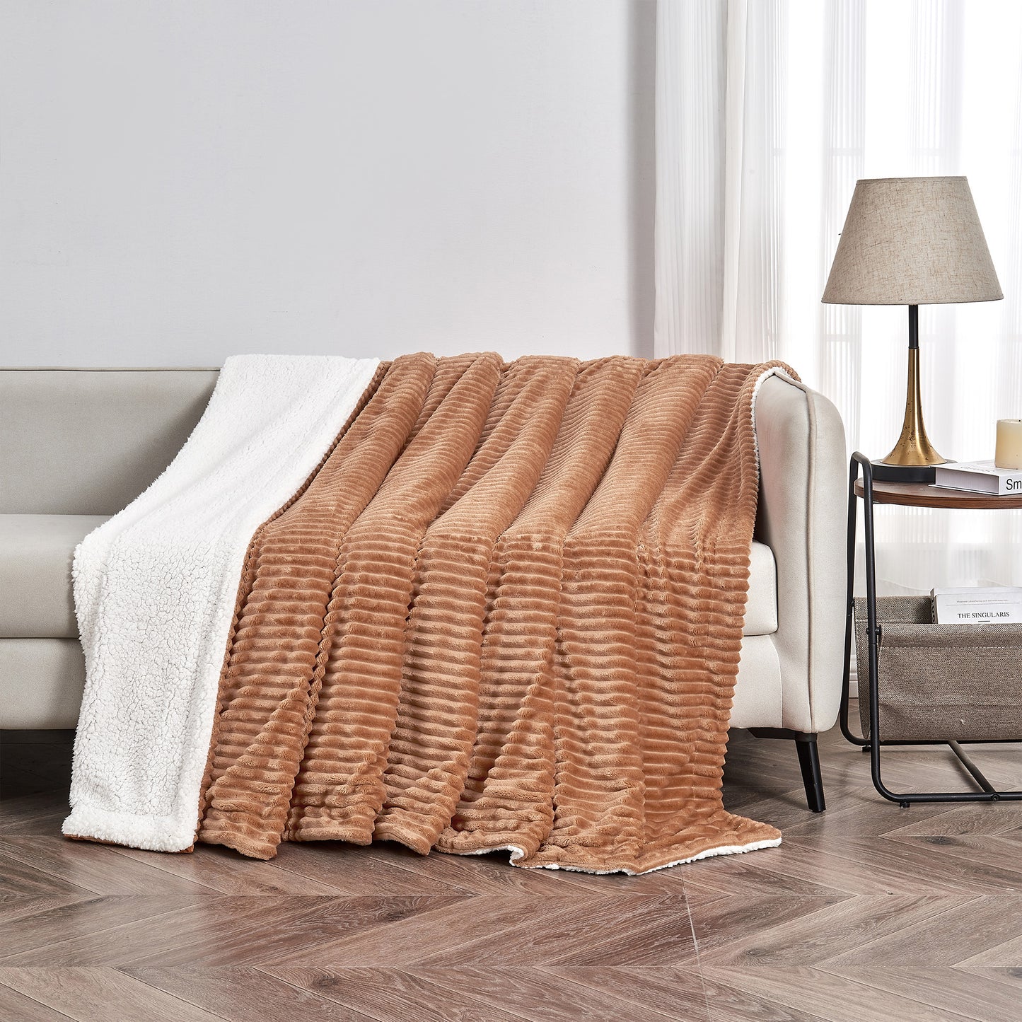Ribbed Sherpa Throw Blanket - Corduroy Collection