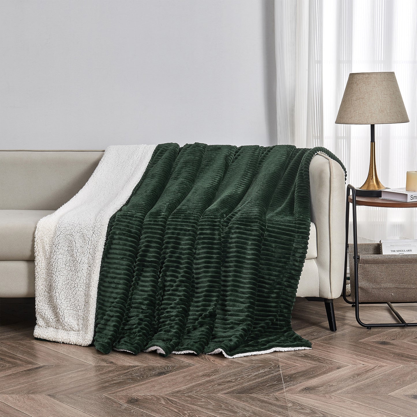 Ribbed Sherpa Throw Blanket - Corduroy Collection