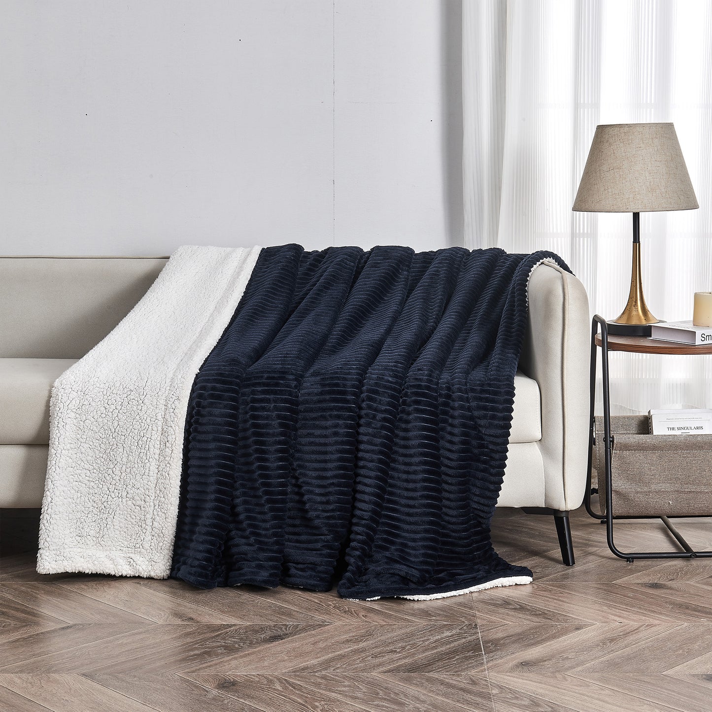 Ribbed Sherpa Throw Blanket - Corduroy Collection