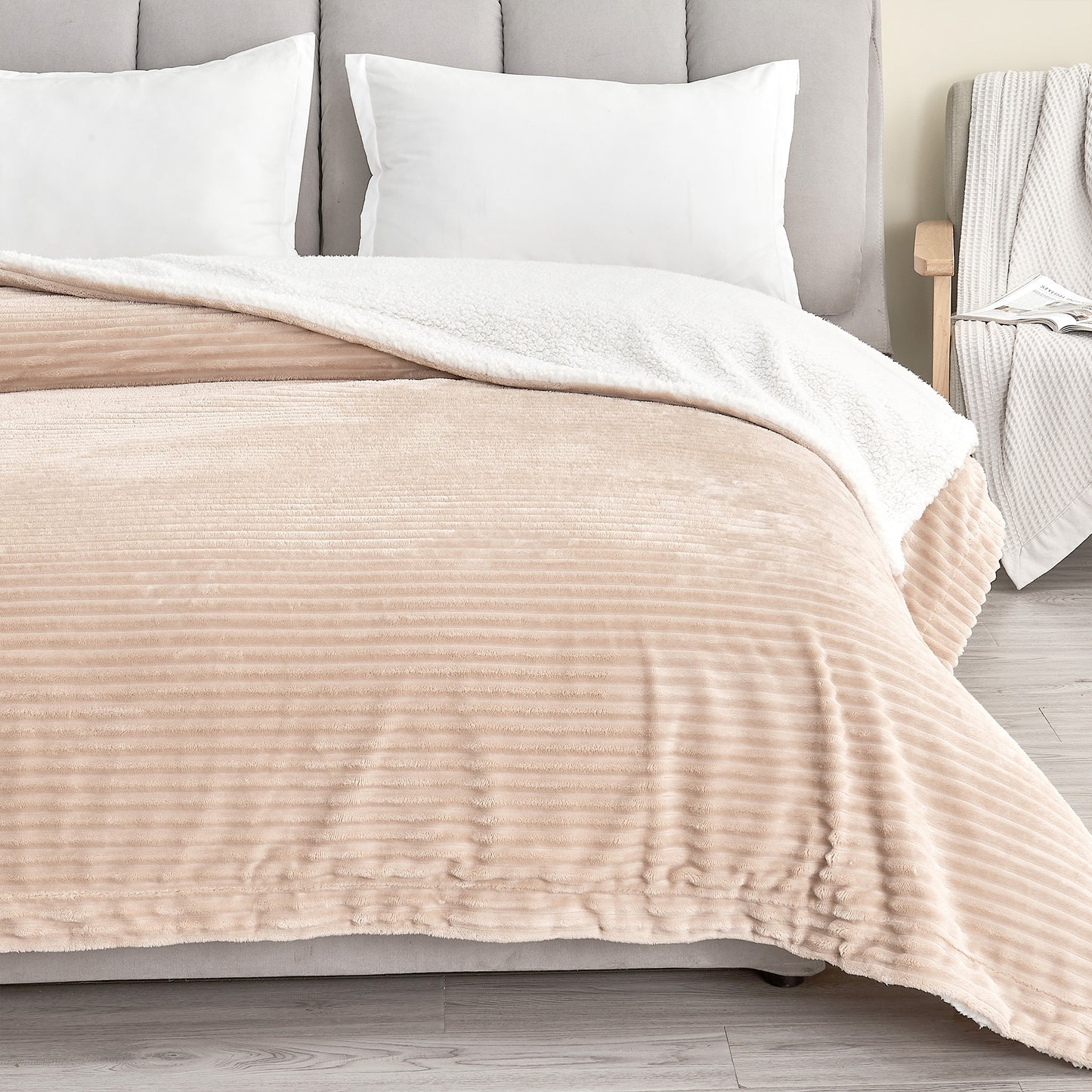 Ribbed Sherpa Throw Blanket - Corduroy Collection