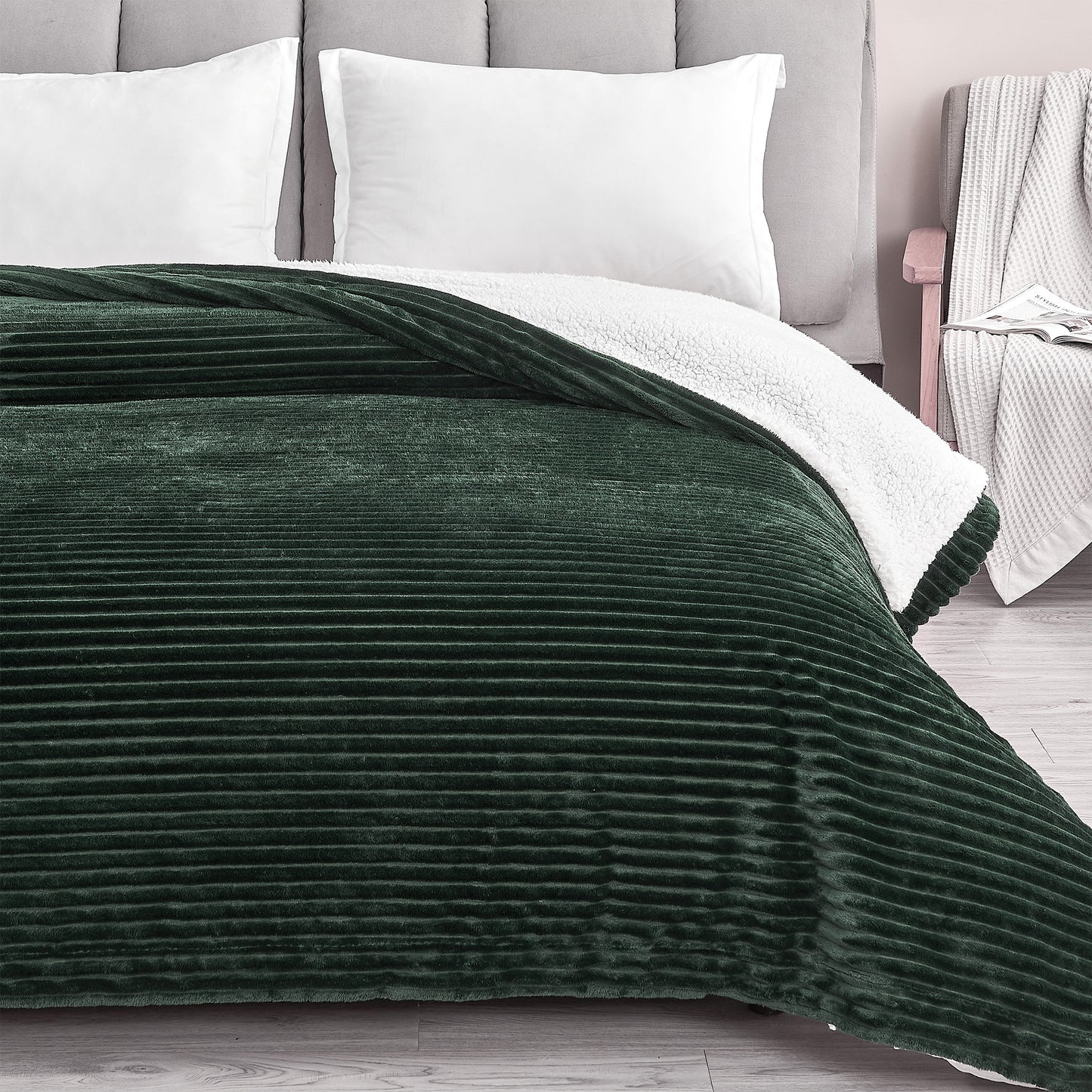 Ribbed Sherpa Throw Blanket - Corduroy Collection