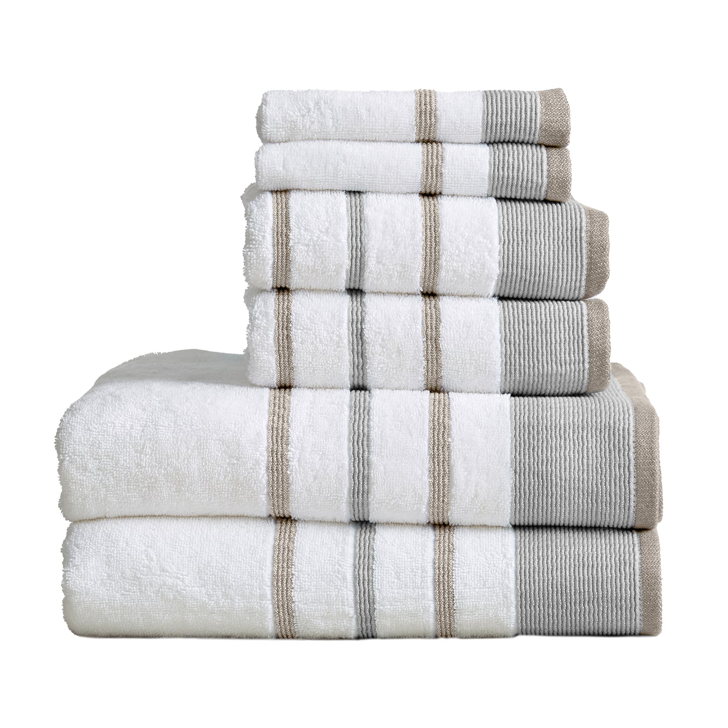 6-Piece Cotton Stripe Bath Towel Set - Noelle Collection