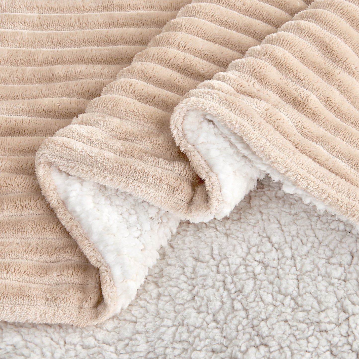 Ribbed Sherpa Throw Blanket - Corduroy Collection