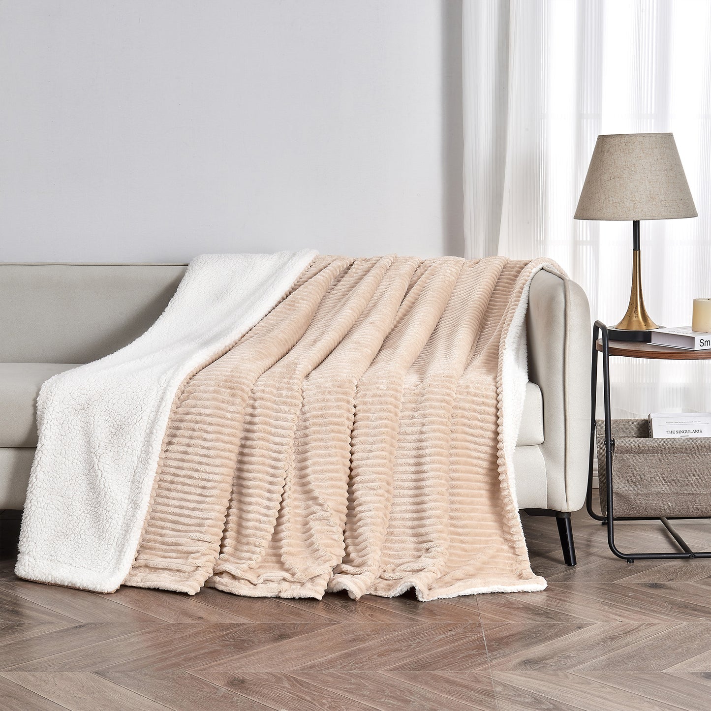Ribbed Sherpa Throw Blanket - Corduroy Collection