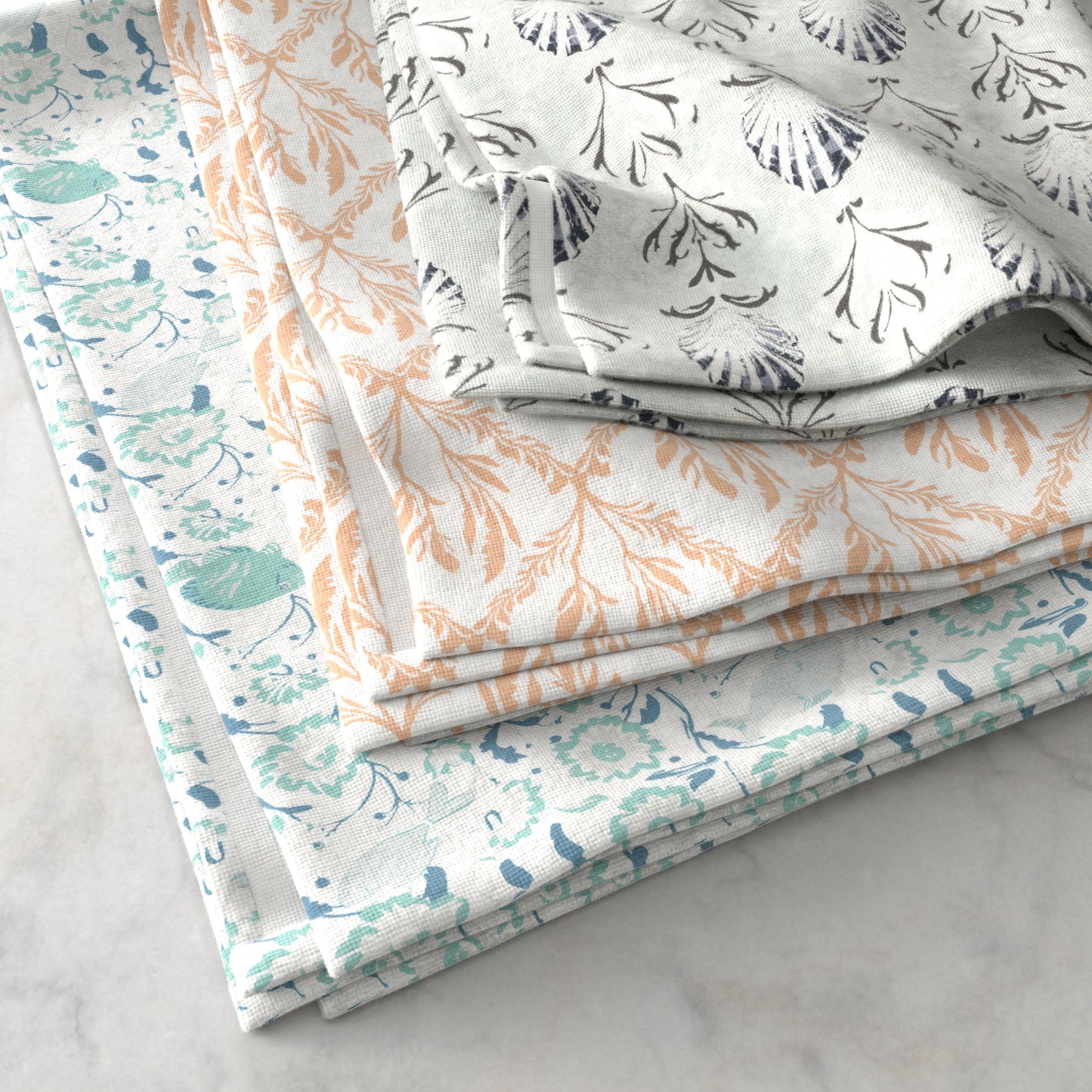 100% Cotton Coastal Kitchen Dish Towel Set (Set of 6)