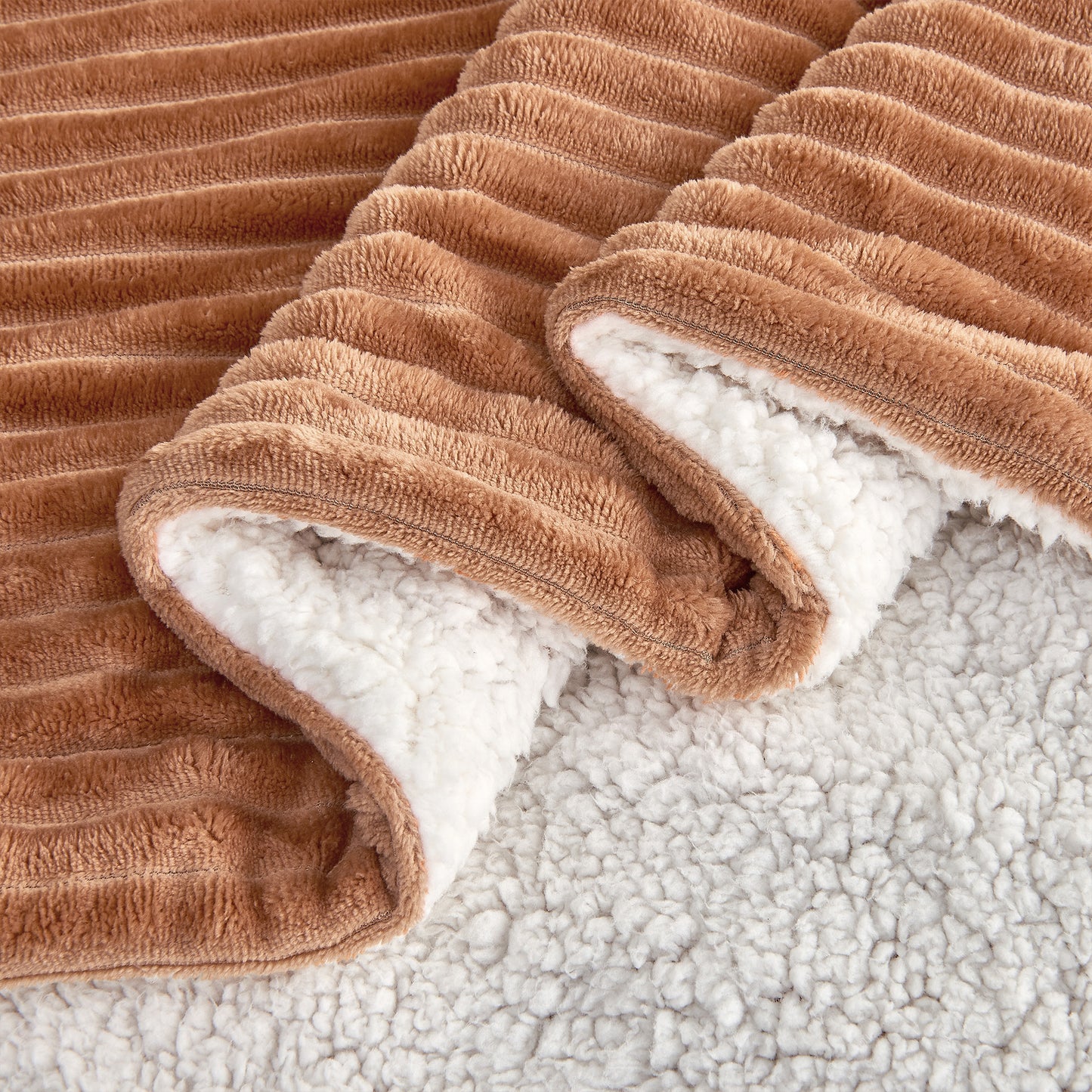 Ribbed Sherpa Throw Blanket - Corduroy Collection