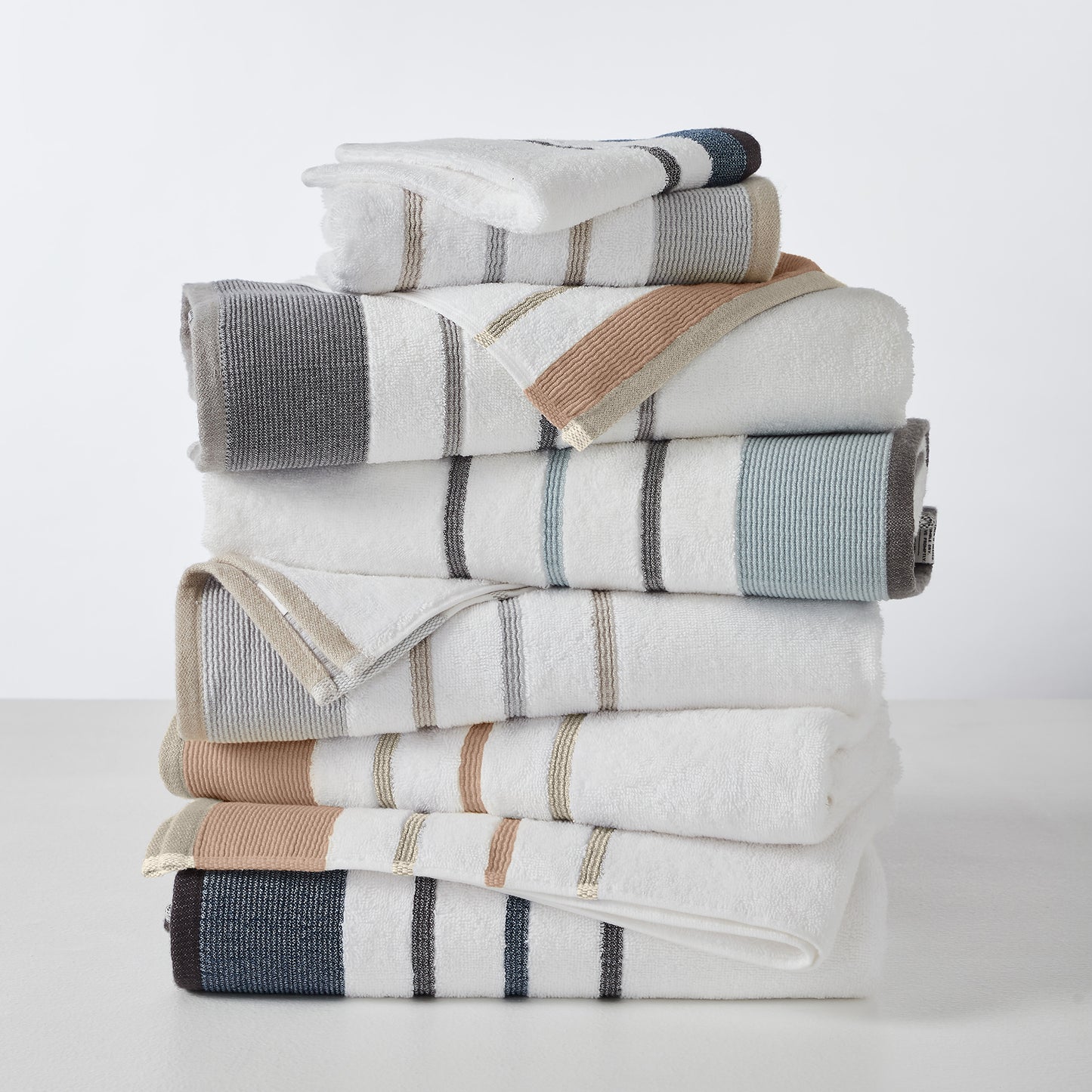 6-Piece Cotton Stripe Bath Towel Set - Noelle Collection
