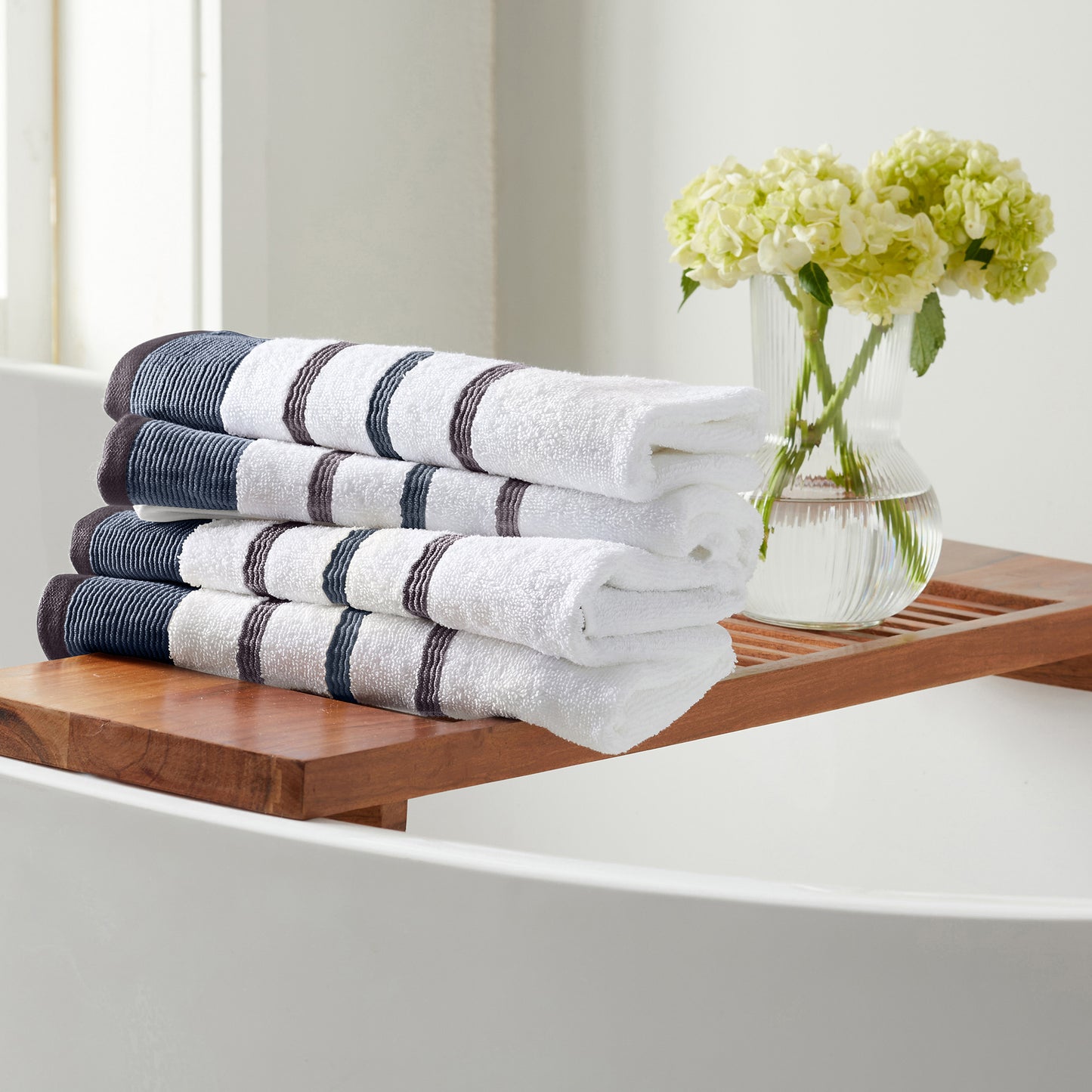 6-Piece Cotton Stripe Bath Towel Set - Noelle Collection