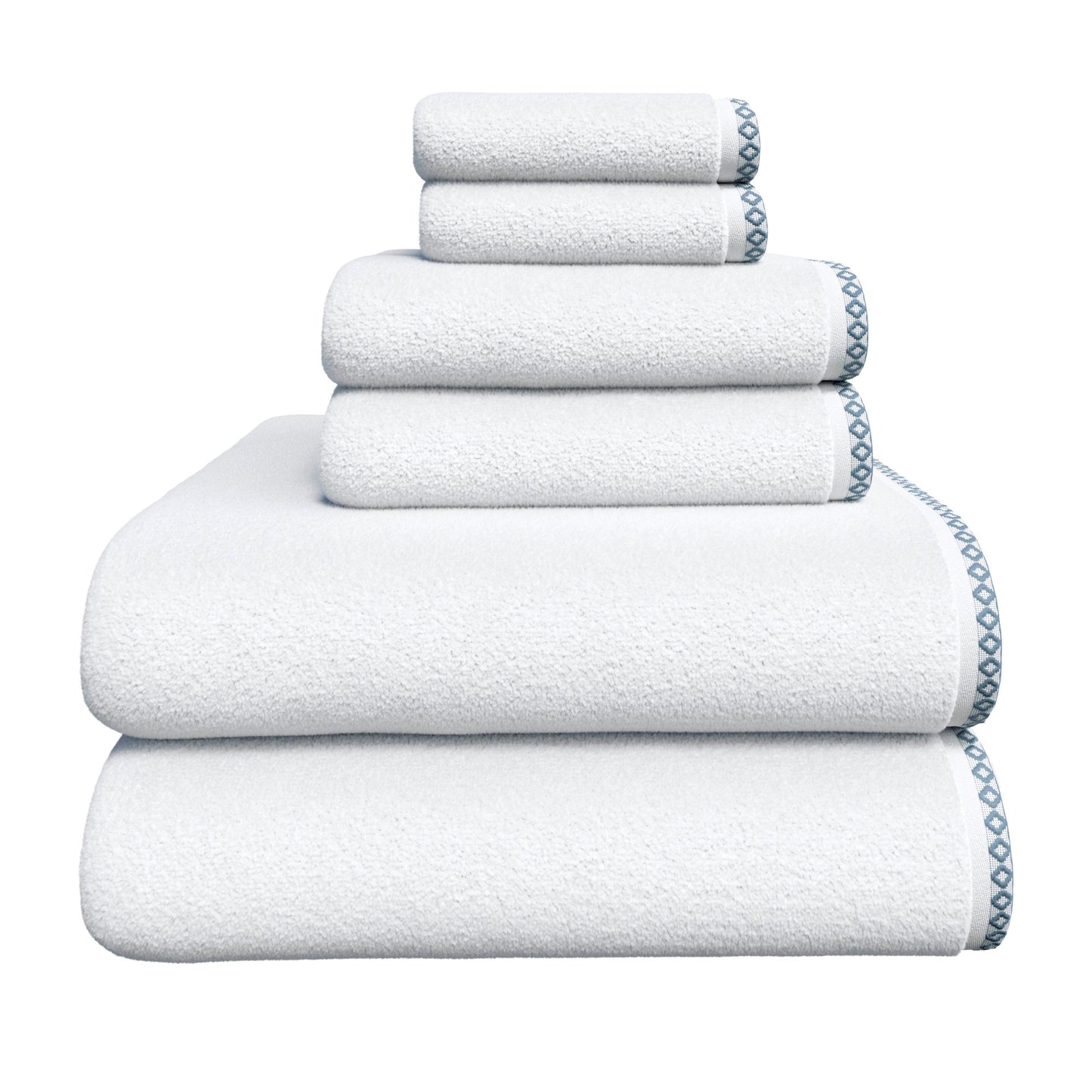Cotton Border-Stitched 6-Piece Towel Set - Valery Collection