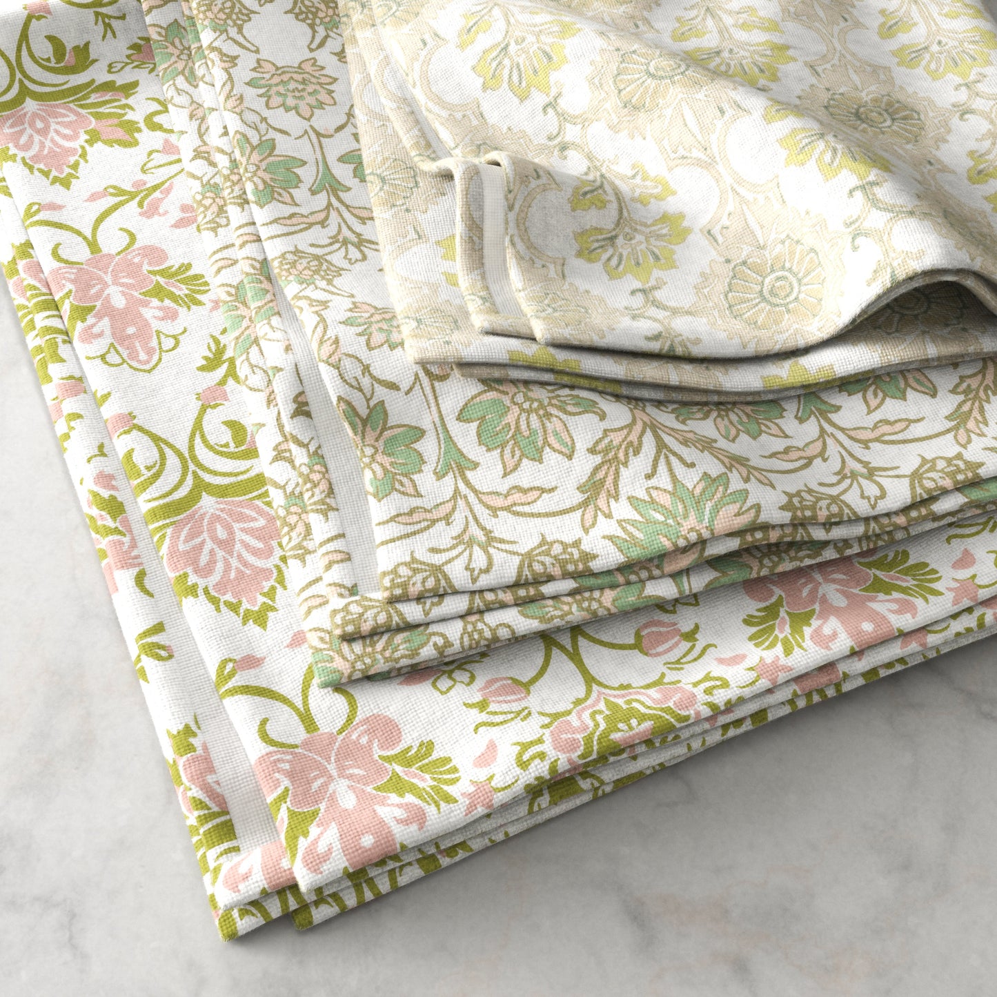 100% Cotton Floral Kitchen Dish Towel Set (Set of 6)