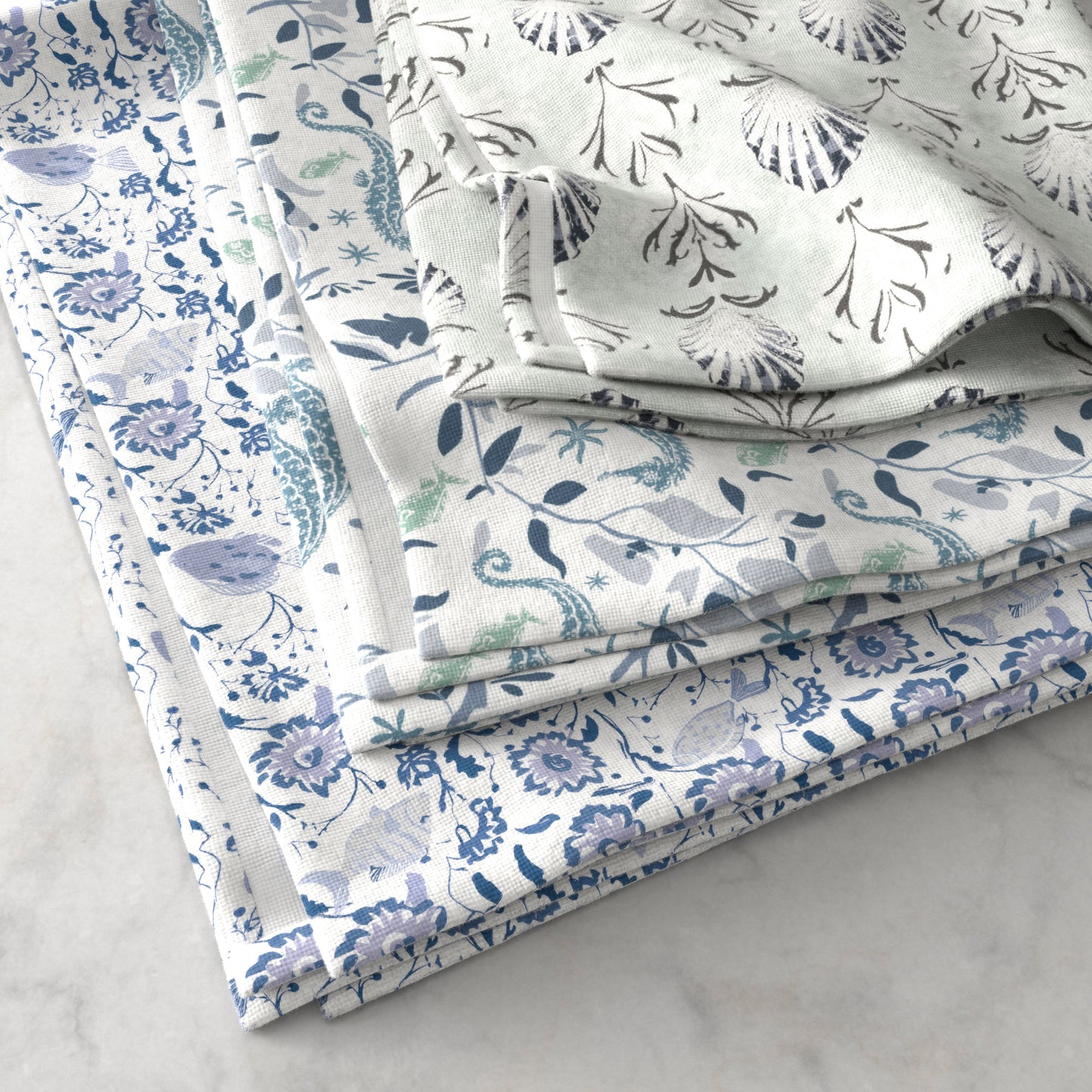 100% Cotton Coastal Kitchen Dish Towel Set (Set of 6)
