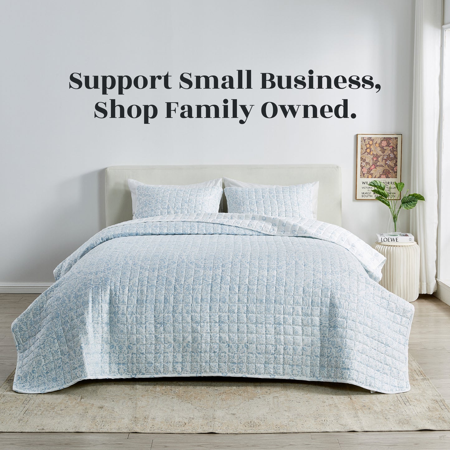 Floral Medallion Printed Microfiber Quilt Set - Kaleigh Collection