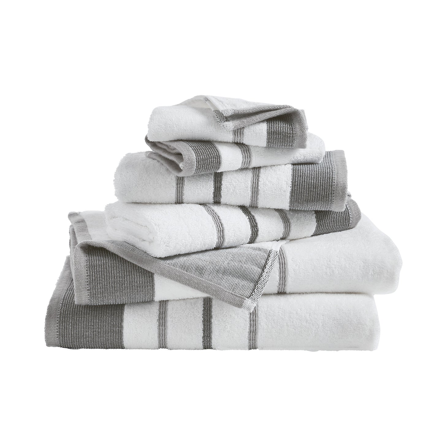 6-Piece Cotton Stripe Bath Towel Set - Noelle Collection