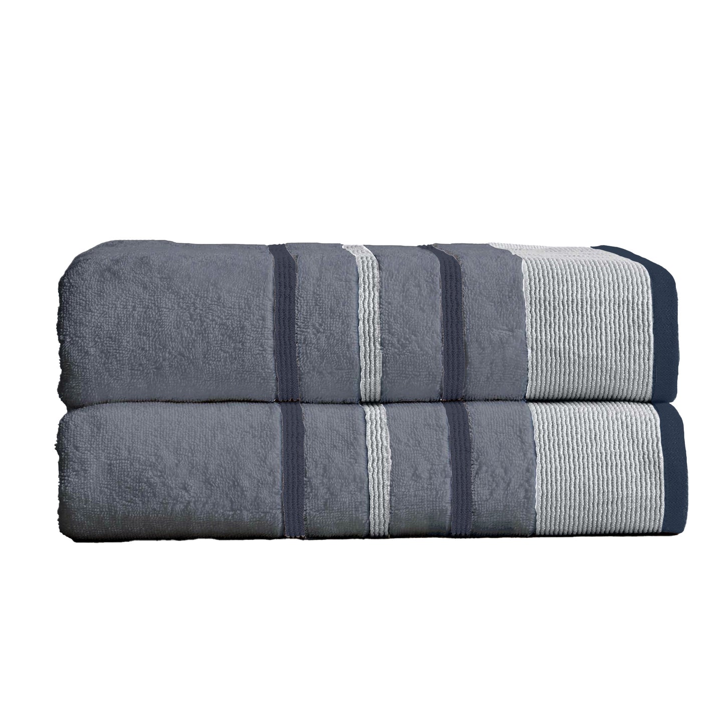 2 Pack Cotton Stripe Bath Sheet Set - Noelle Collection