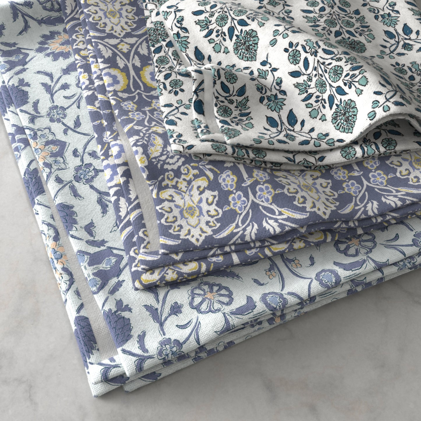 100% Cotton Floral Kitchen Dish Towel Set (Set of 6)