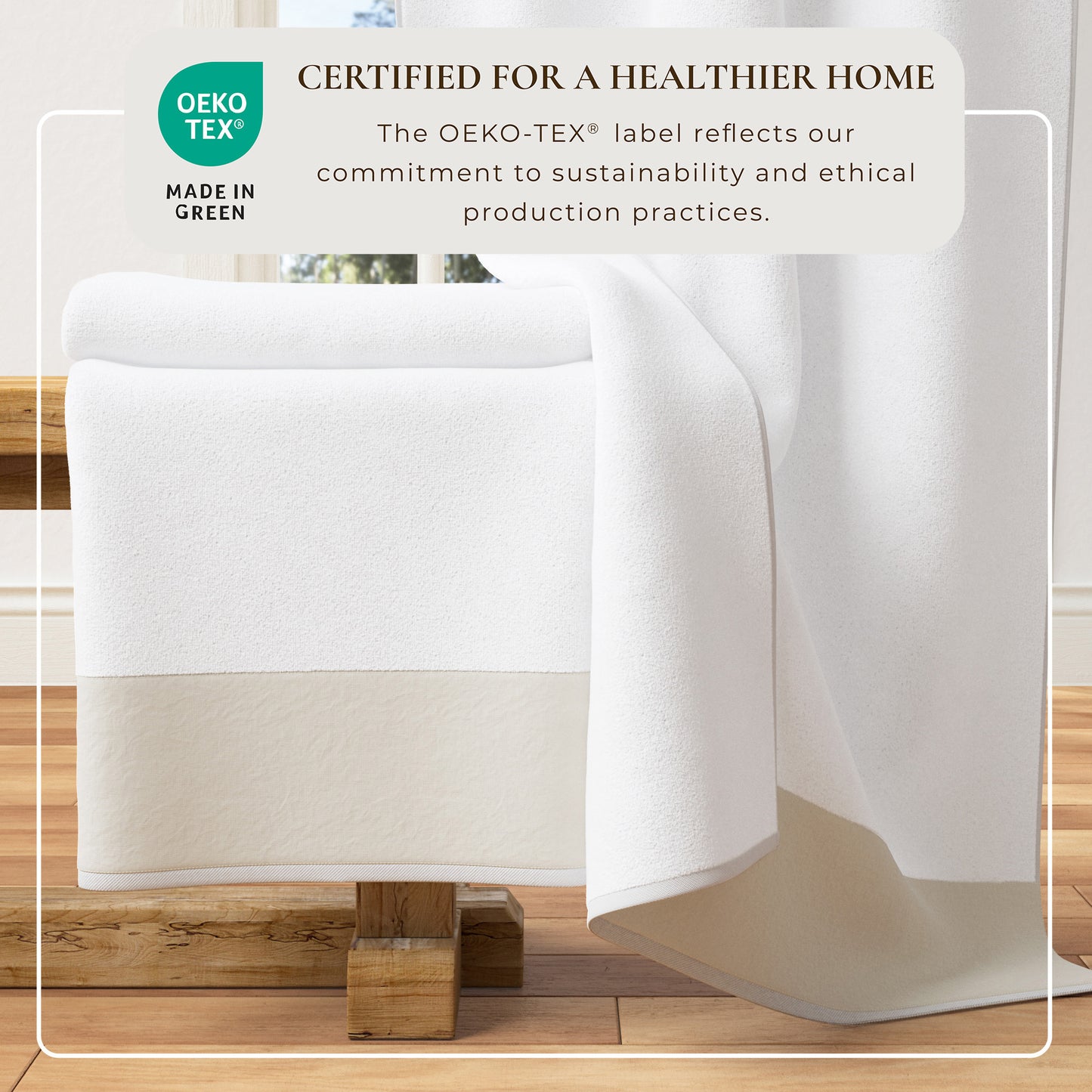 100% Cotton Linen Like Border Bath Towel Set