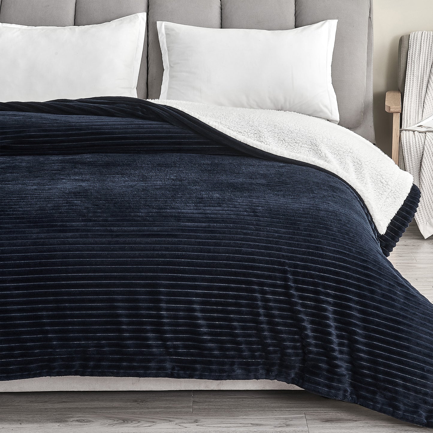 Ribbed Sherpa Throw Blanket - Corduroy Collection