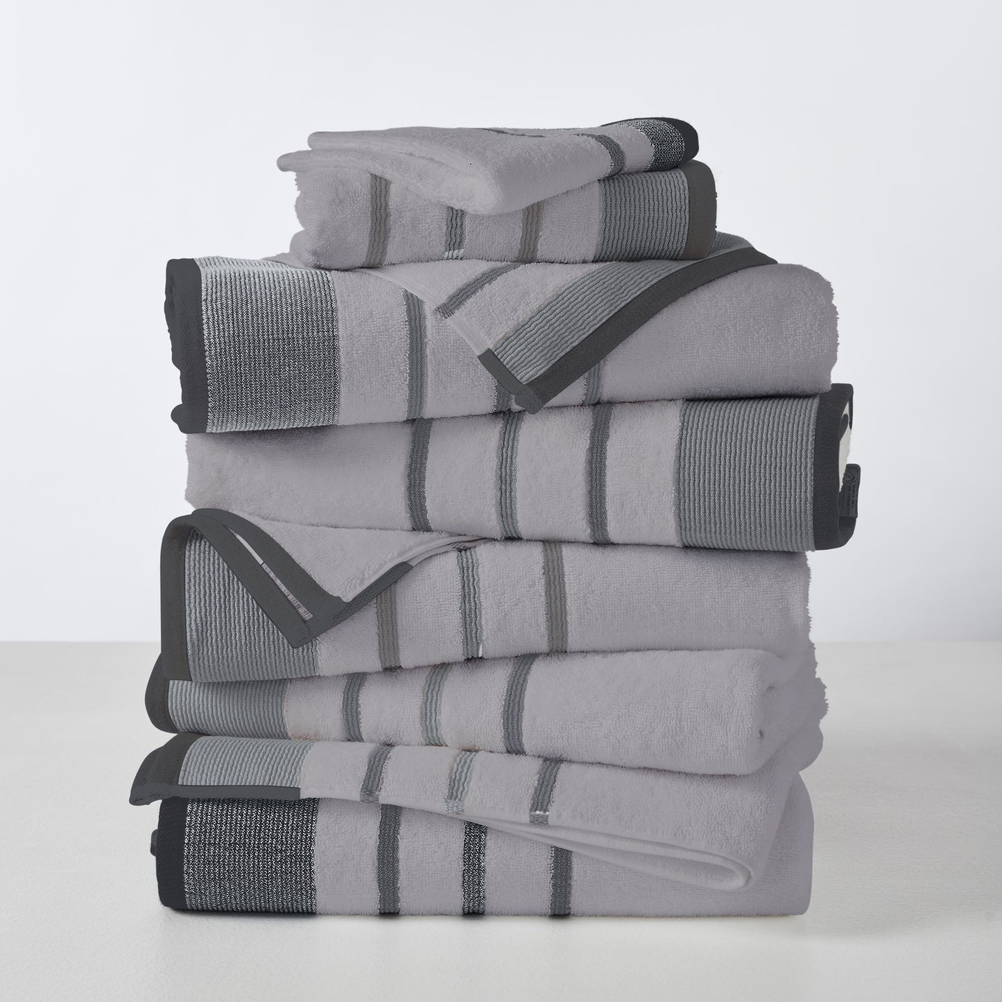 6-Piece Cotton Stripe Bath Towel Set - Noelle Collection
