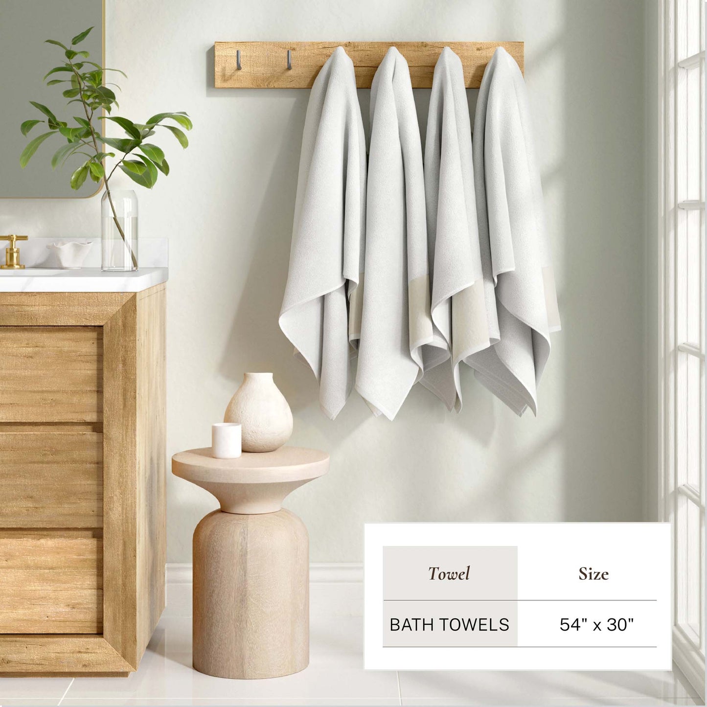100% Cotton Linen Like Border Bath Towel Set