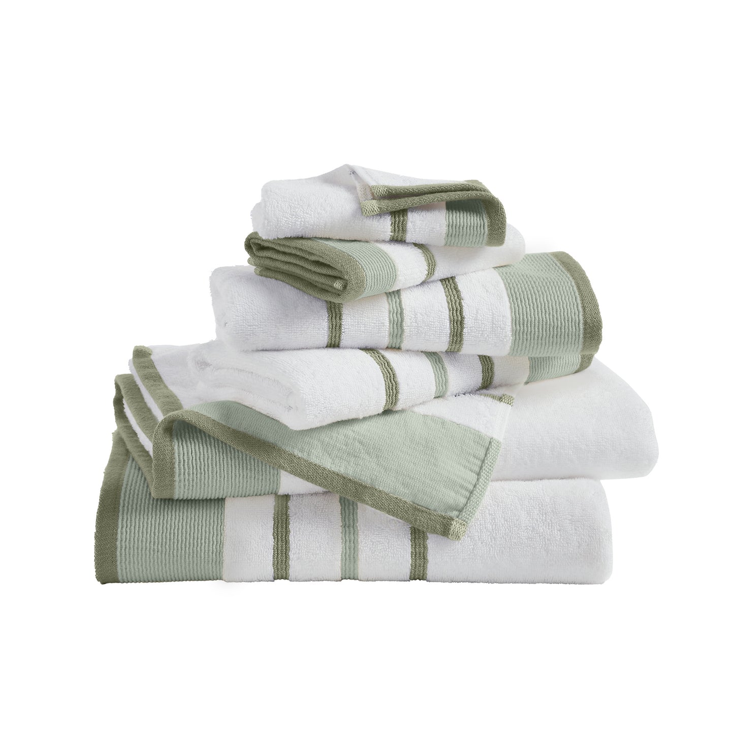 6-Piece Cotton Stripe Bath Towel Set - Noelle Collection