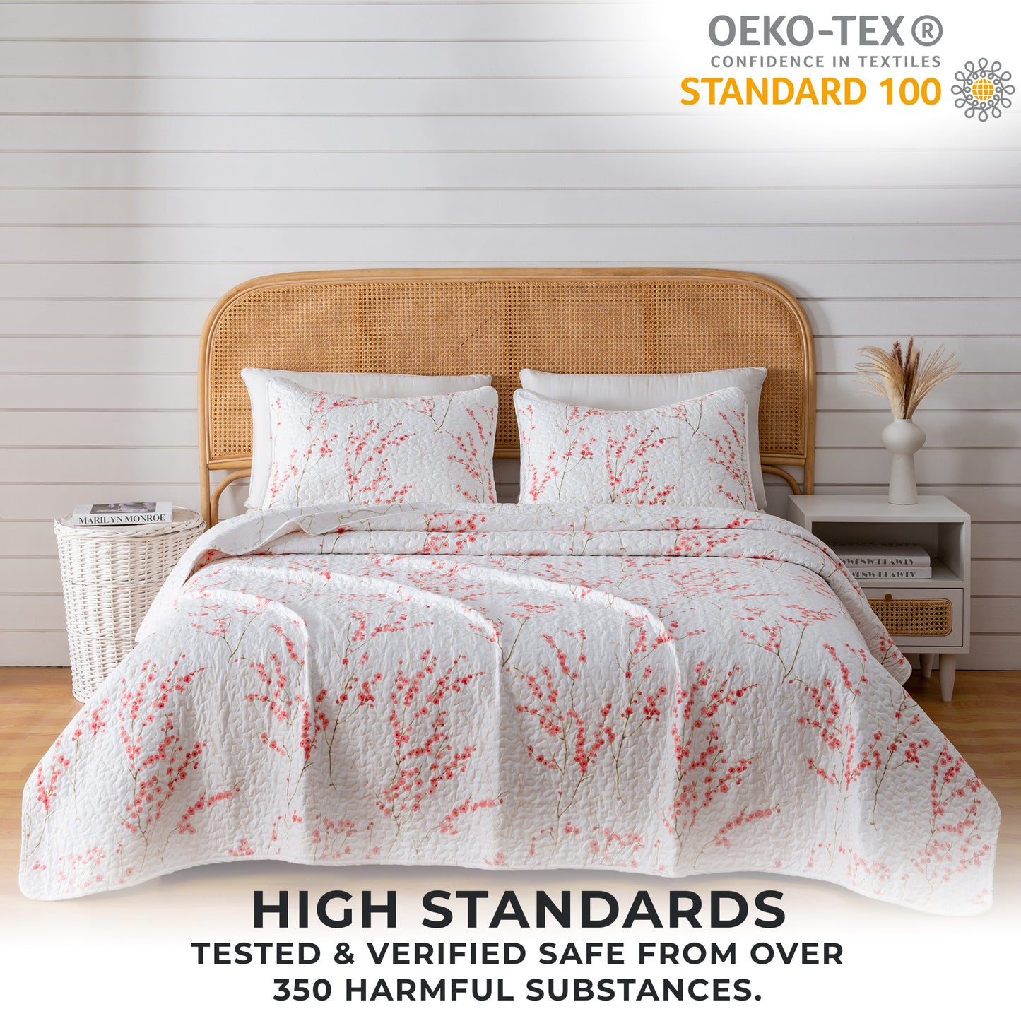 3-Piece Floral Quilt - Sakura Collection