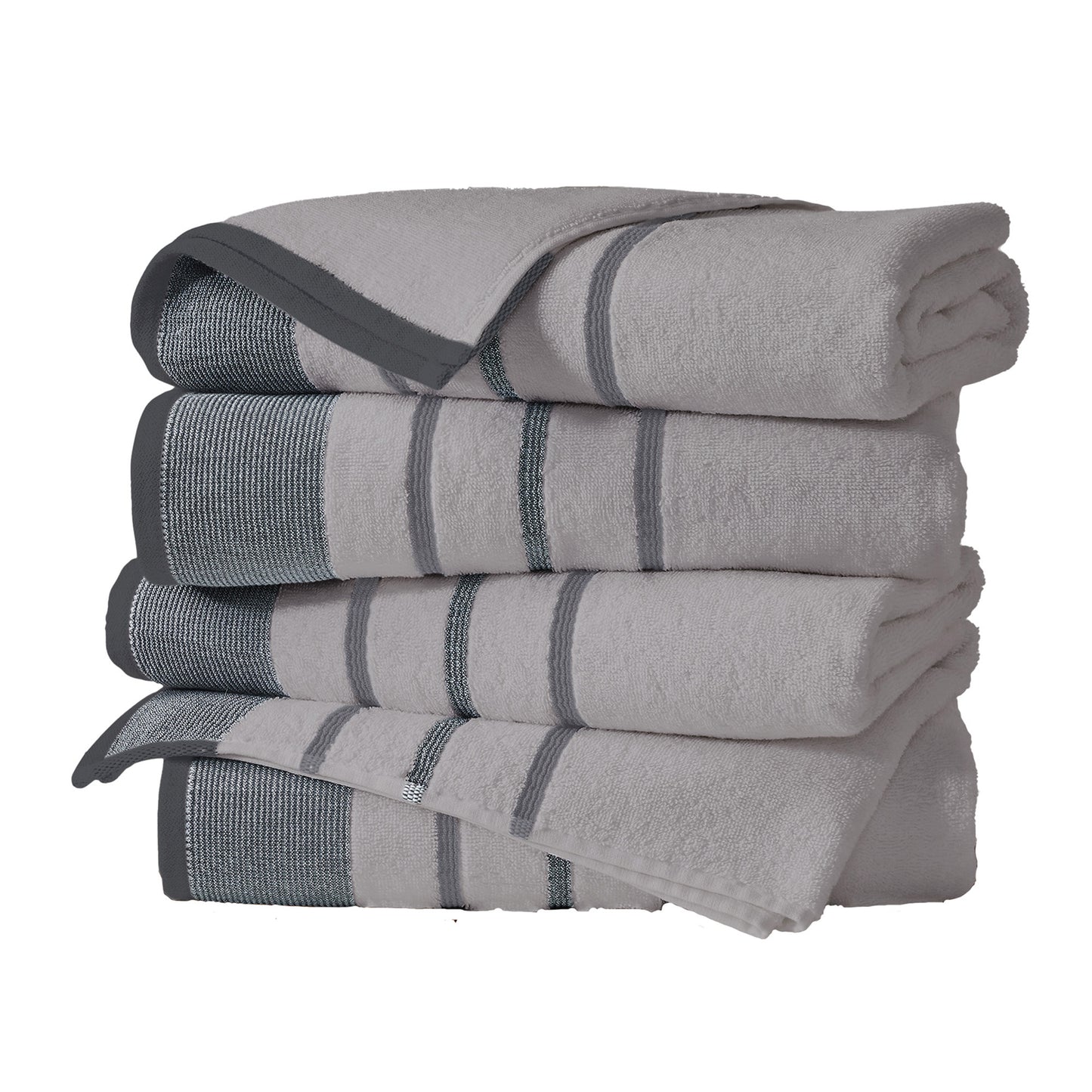 4 Pack Cotton Stripe Bath Towel Set - Noelle Collection