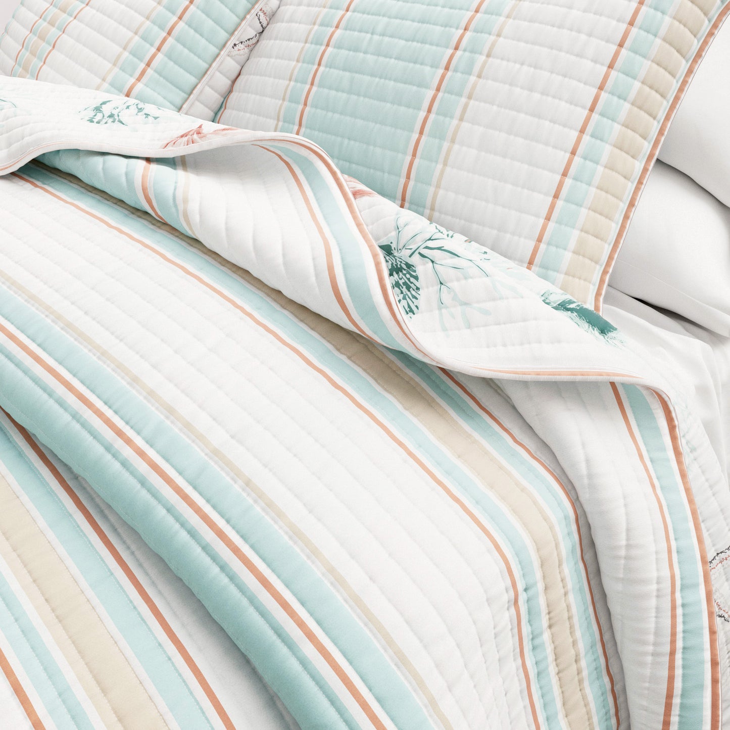 Coastal Printed Cotton Quilt Set - St. Augustine Collection