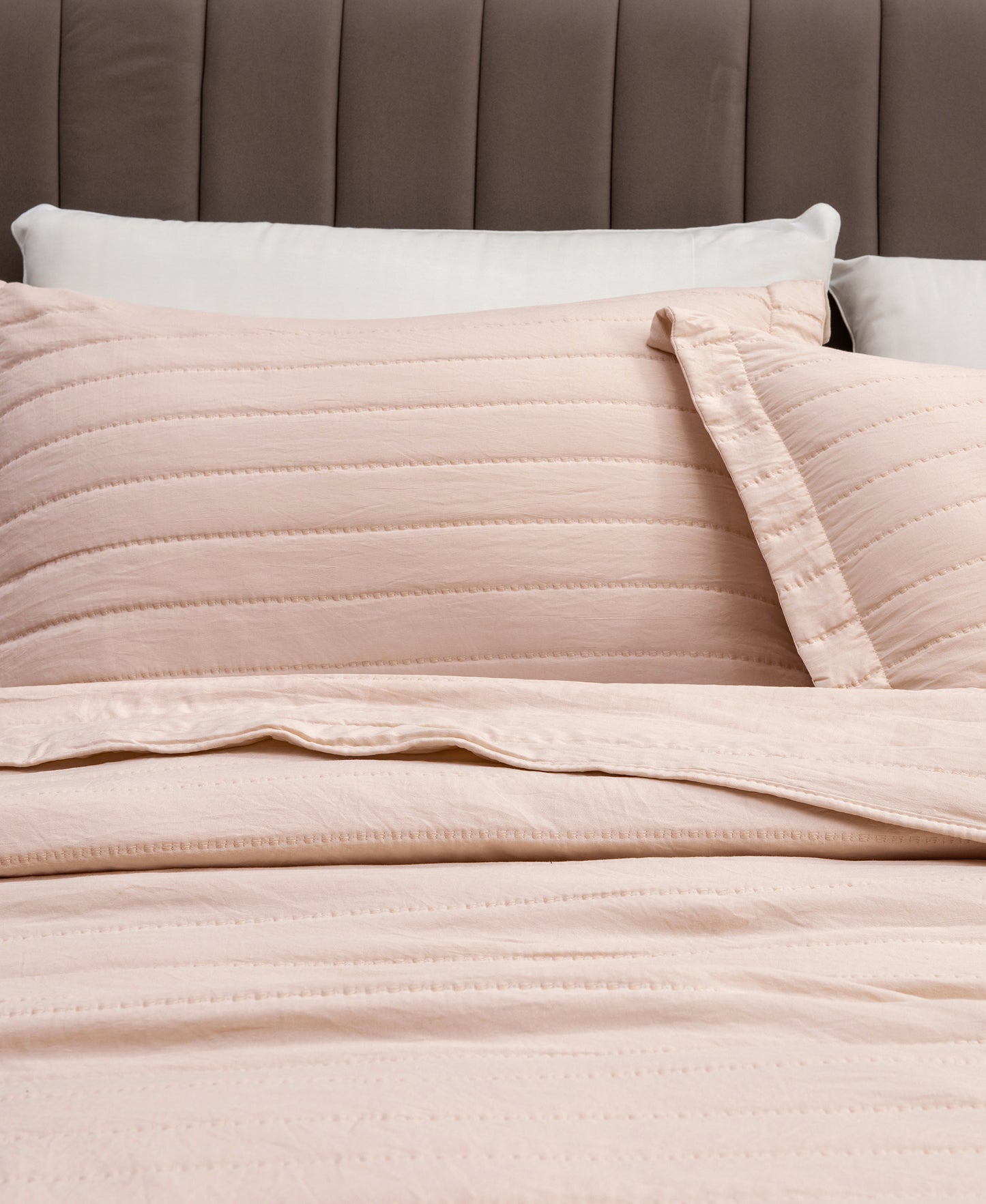 3-Piece Solid Striped Quilt - Virginia Collection