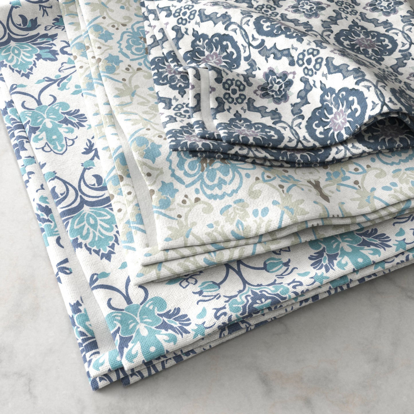 100% Cotton Floral Kitchen Dish Towel Set (Set of 6)