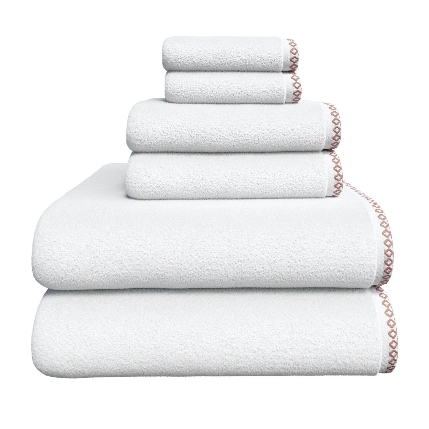 Cotton Border-Stitched 6-Piece Towel Set - Valery Collection