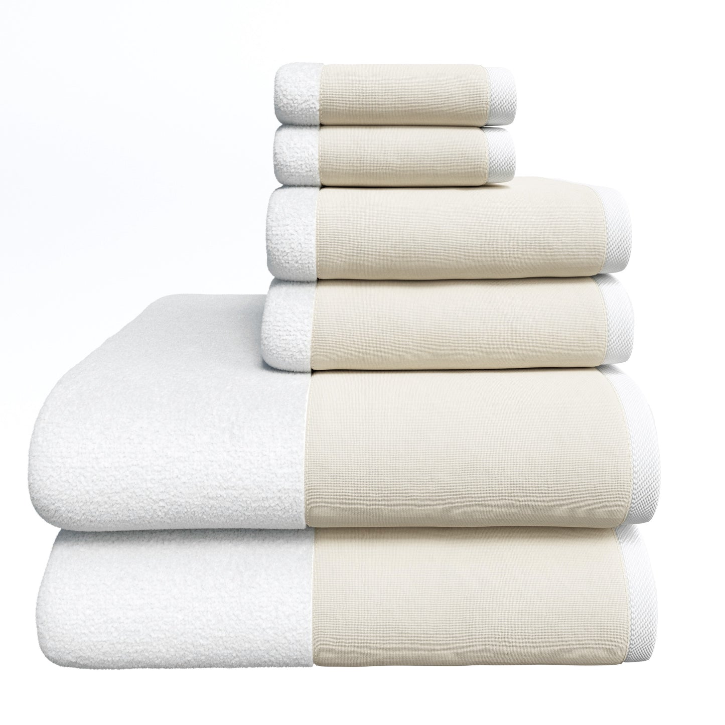 100% Cotton Linen Like Border Bath Towel Set