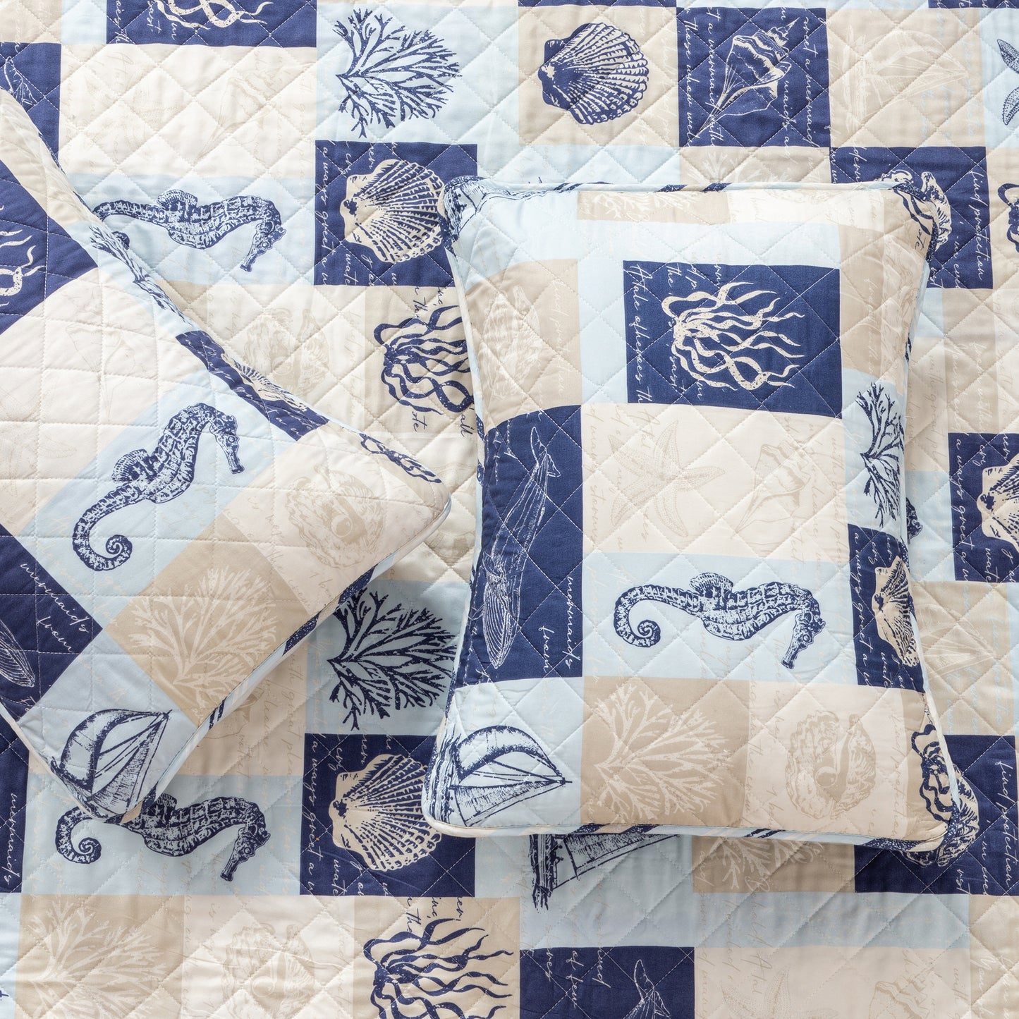 Caspian Collection 3 Piece Coastal Patchwork Quilt Set