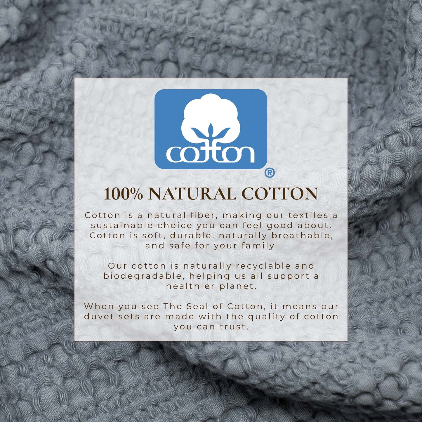 100% Cotton Honeycomb Waffle Textured Duvet Cover with Pillow Shams