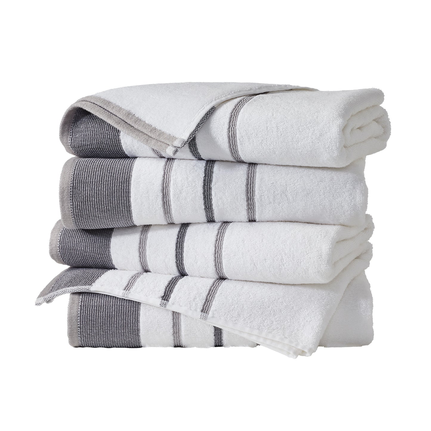 4 Pack Cotton Stripe Bath Towel Set - Noelle Collection
