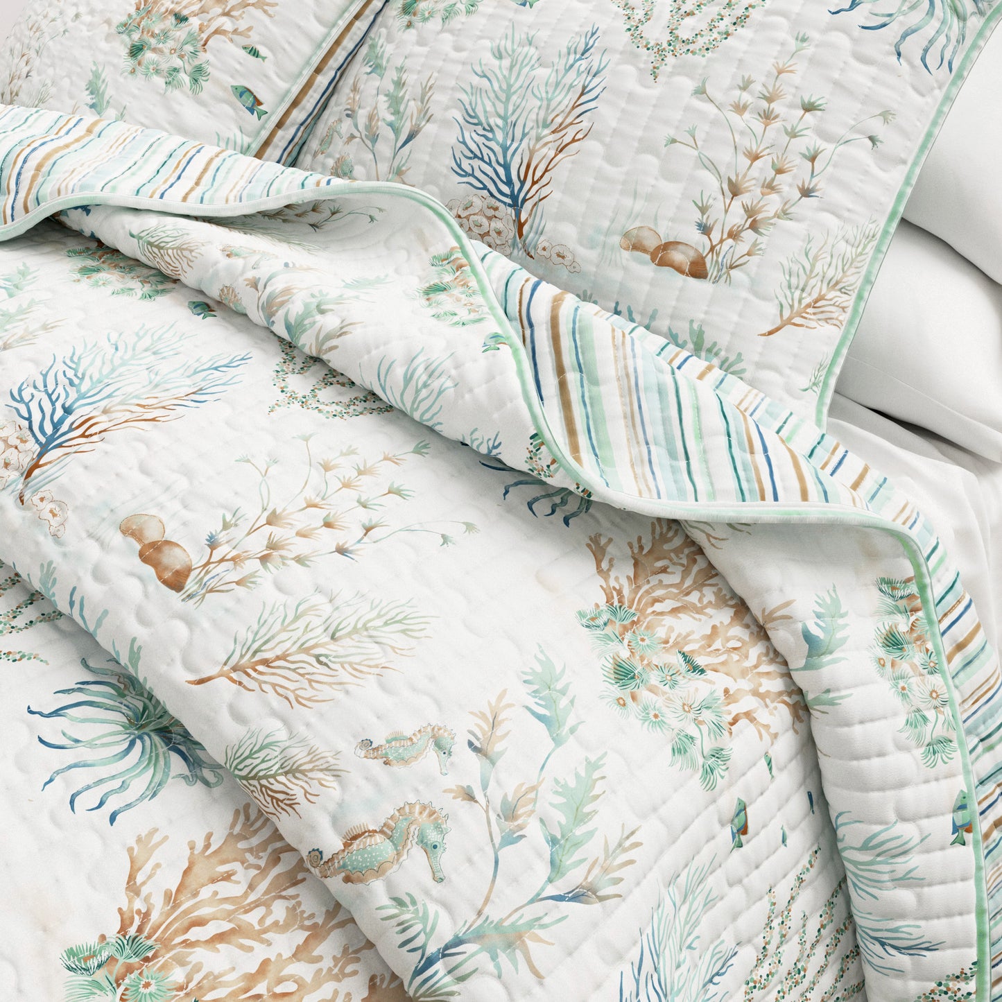 Coastal Printed Cotton Quilt Set - Santa Barbara Collection