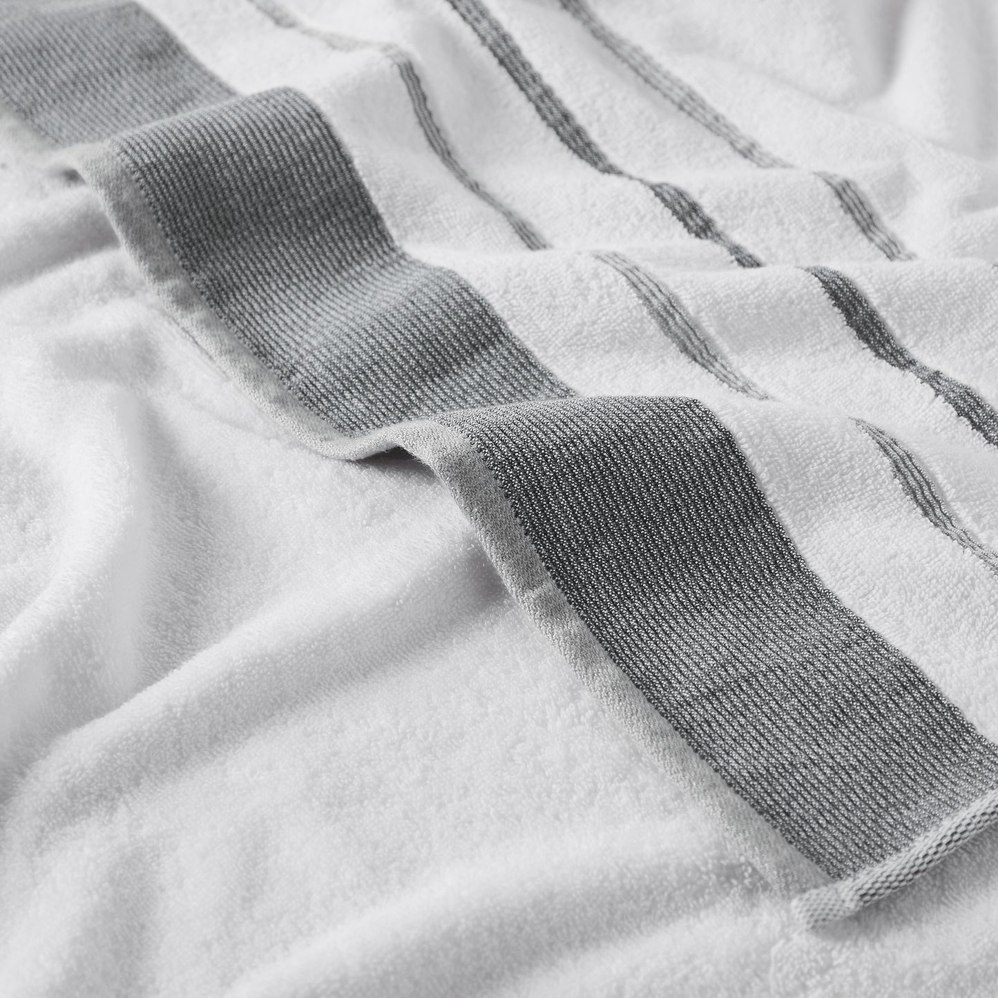 6-Piece Cotton Stripe Bath Towel Set - Noelle Collection