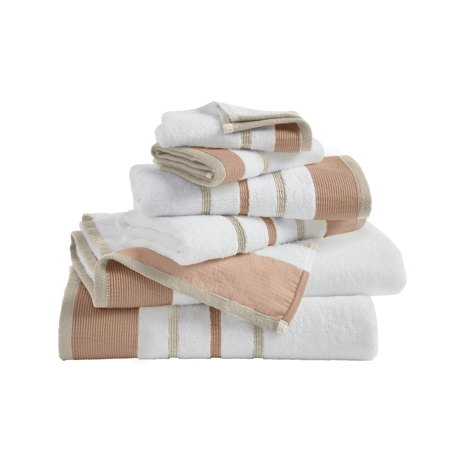 6-Piece Cotton Stripe Bath Towel Set - Noelle Collection
