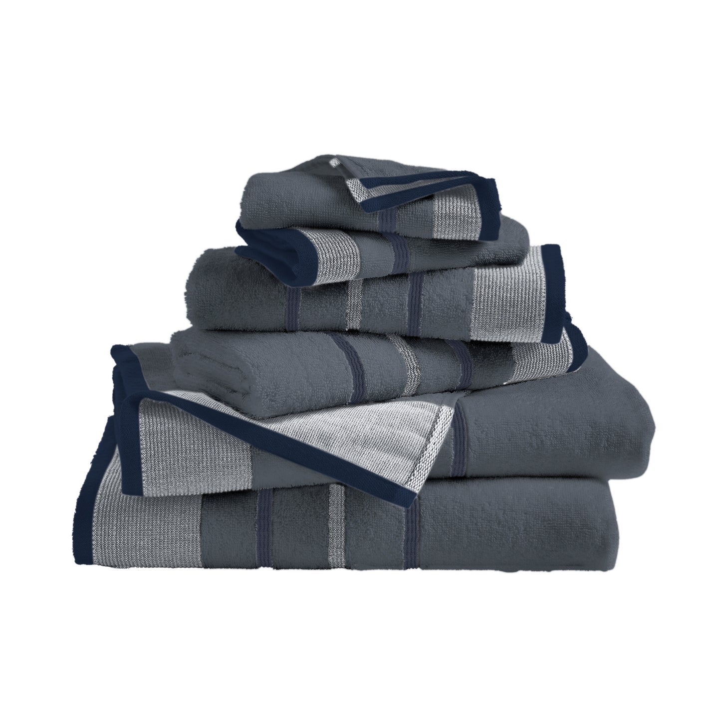 6-Piece Cotton Stripe Bath Towel Set - Noelle Collection