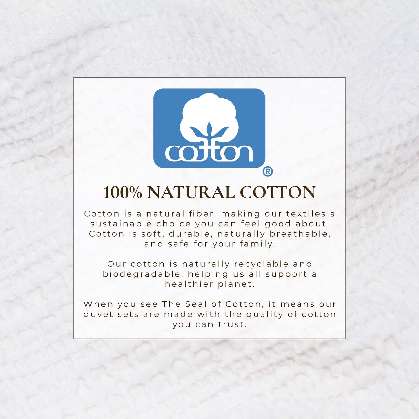 100% Cotton Honeycomb Waffle Textured Duvet Cover with Pillow Shams