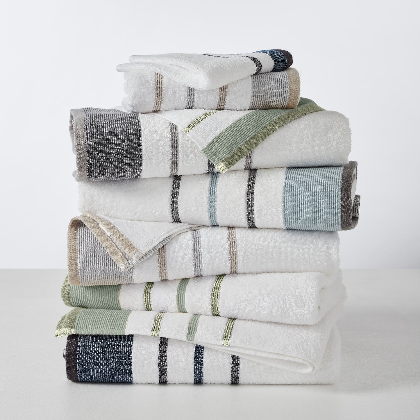 6-Piece Cotton Stripe Bath Towel Set - Noelle Collection