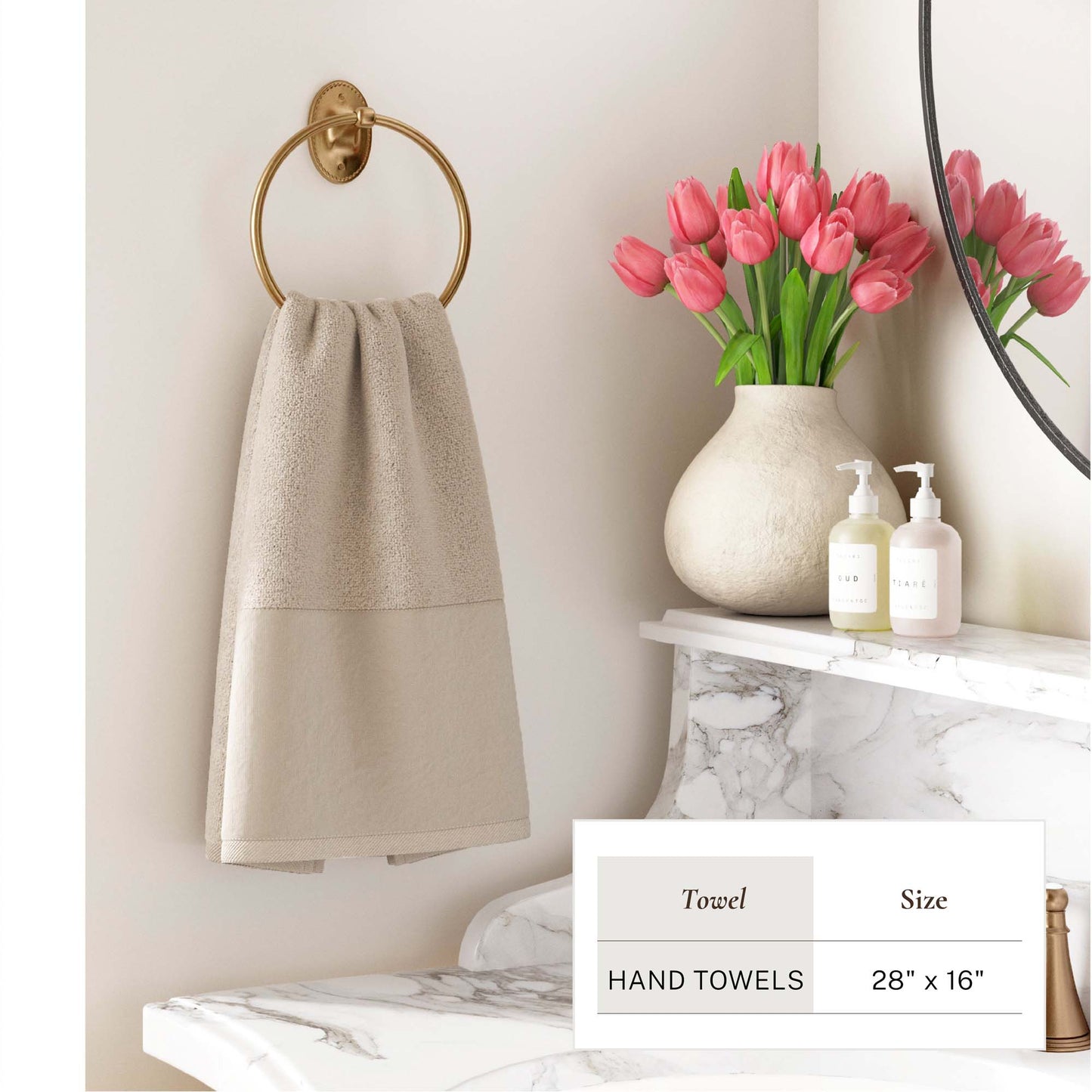 100% Cotton Linen Like Border Bath Towel Set