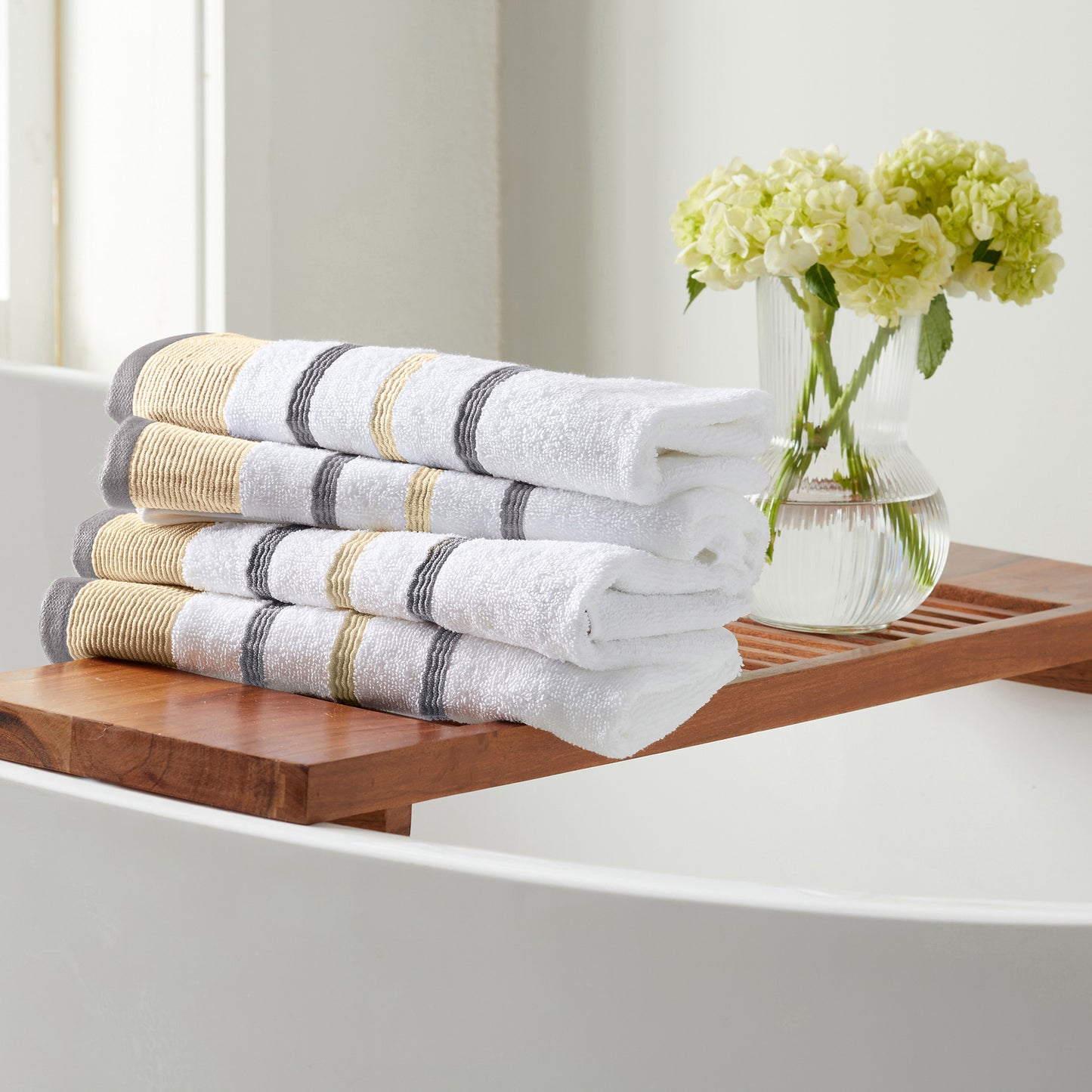 6-Piece Cotton Stripe Bath Towel Set - Noelle Collection