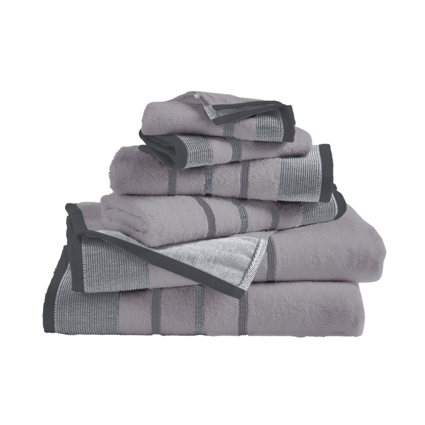 6-Piece Cotton Stripe Bath Towel Set - Noelle Collection