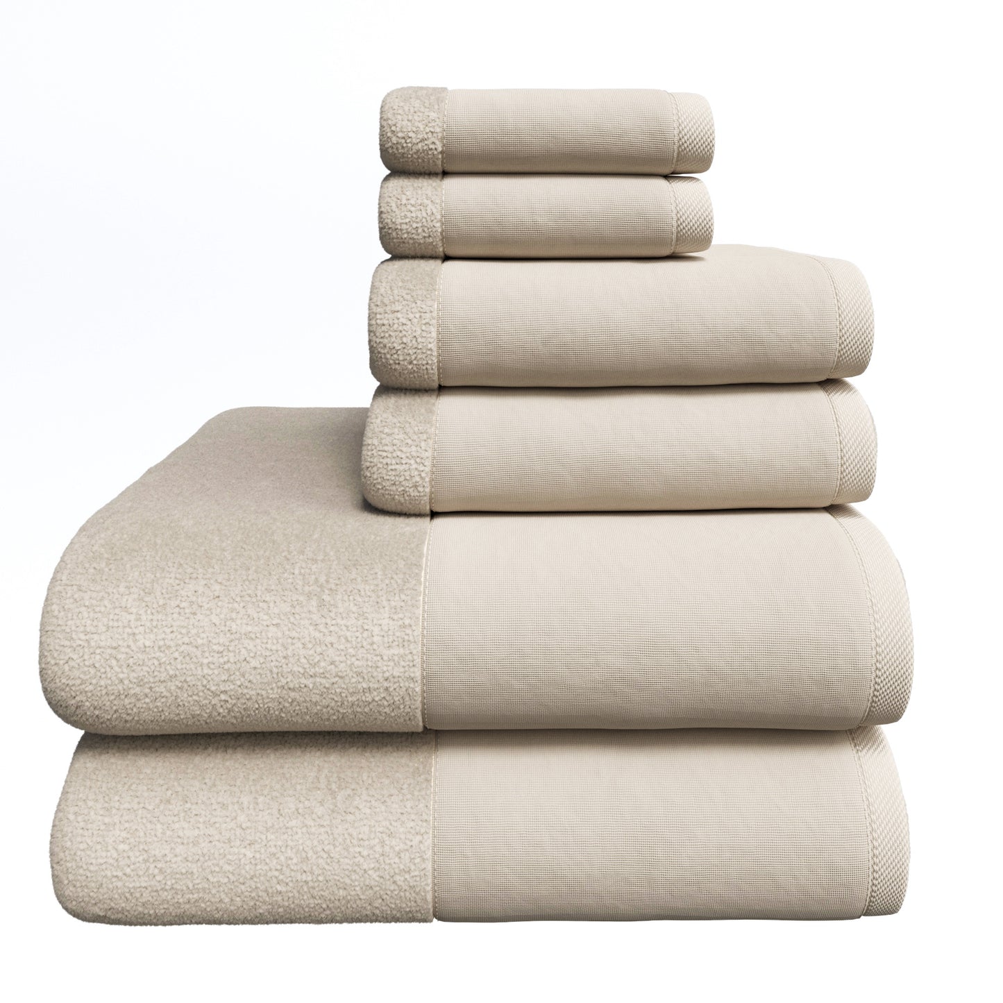 100% Cotton Linen Like Border Bath Towel Set