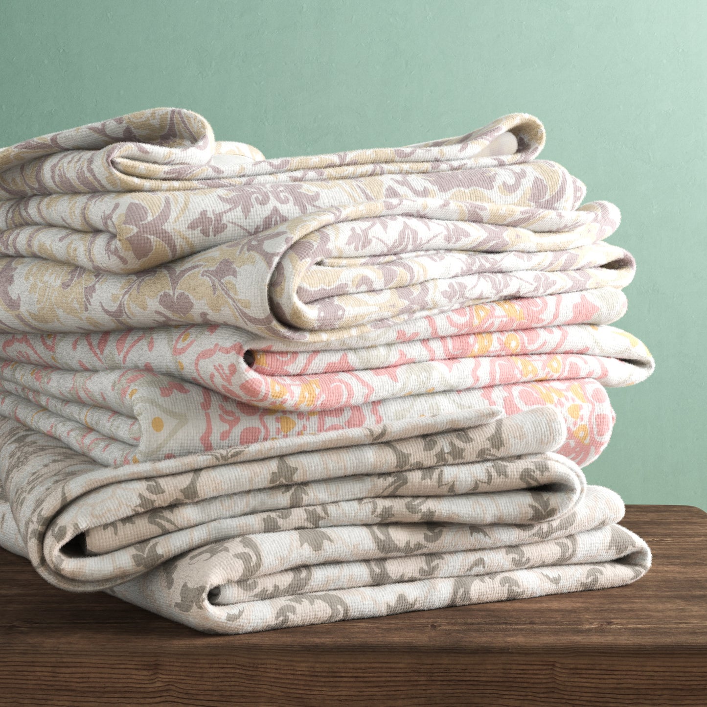 100% Cotton Floral Kitchen Dish Towel Set (Set of 6)