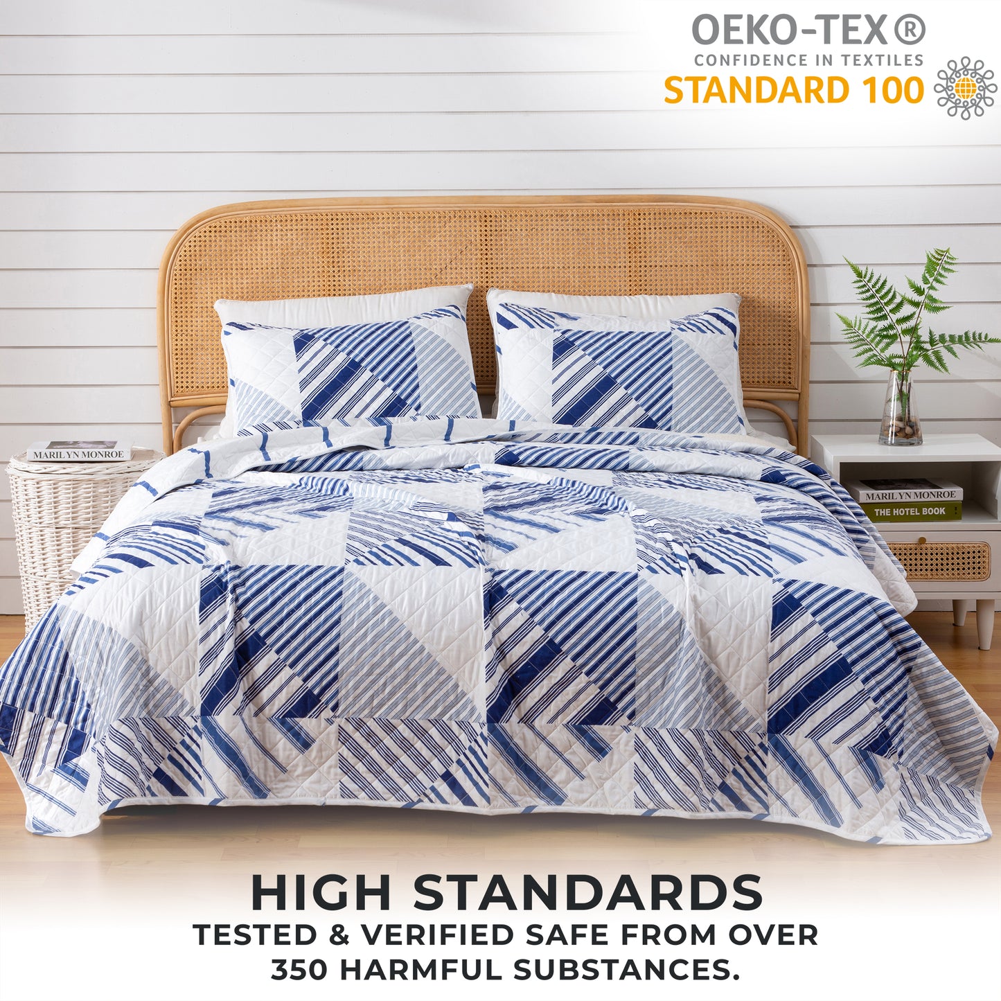 3-Piece Navy Stripe Quilt - Midnight Bay Collection