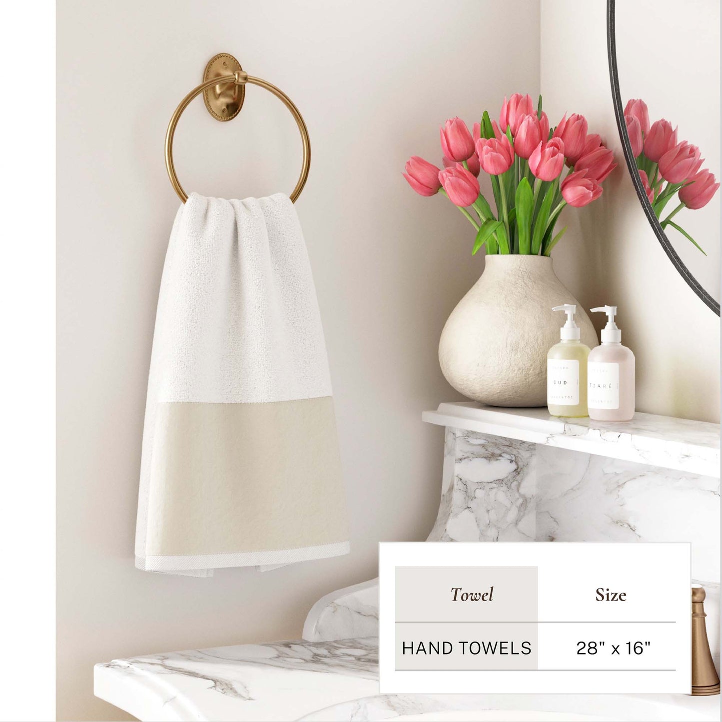 100% Cotton Linen Like Border Bath Towel Set