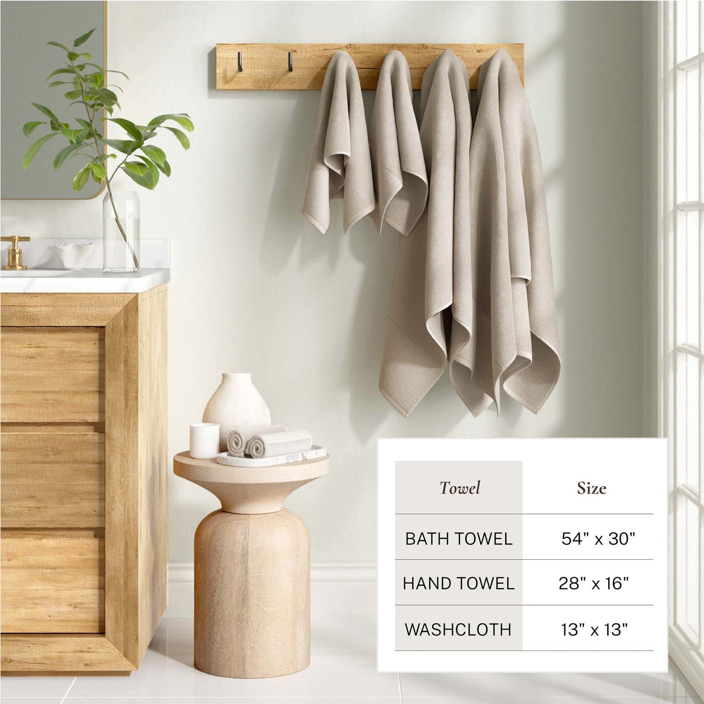 100% Cotton Linen Like Border Bath Towel Set