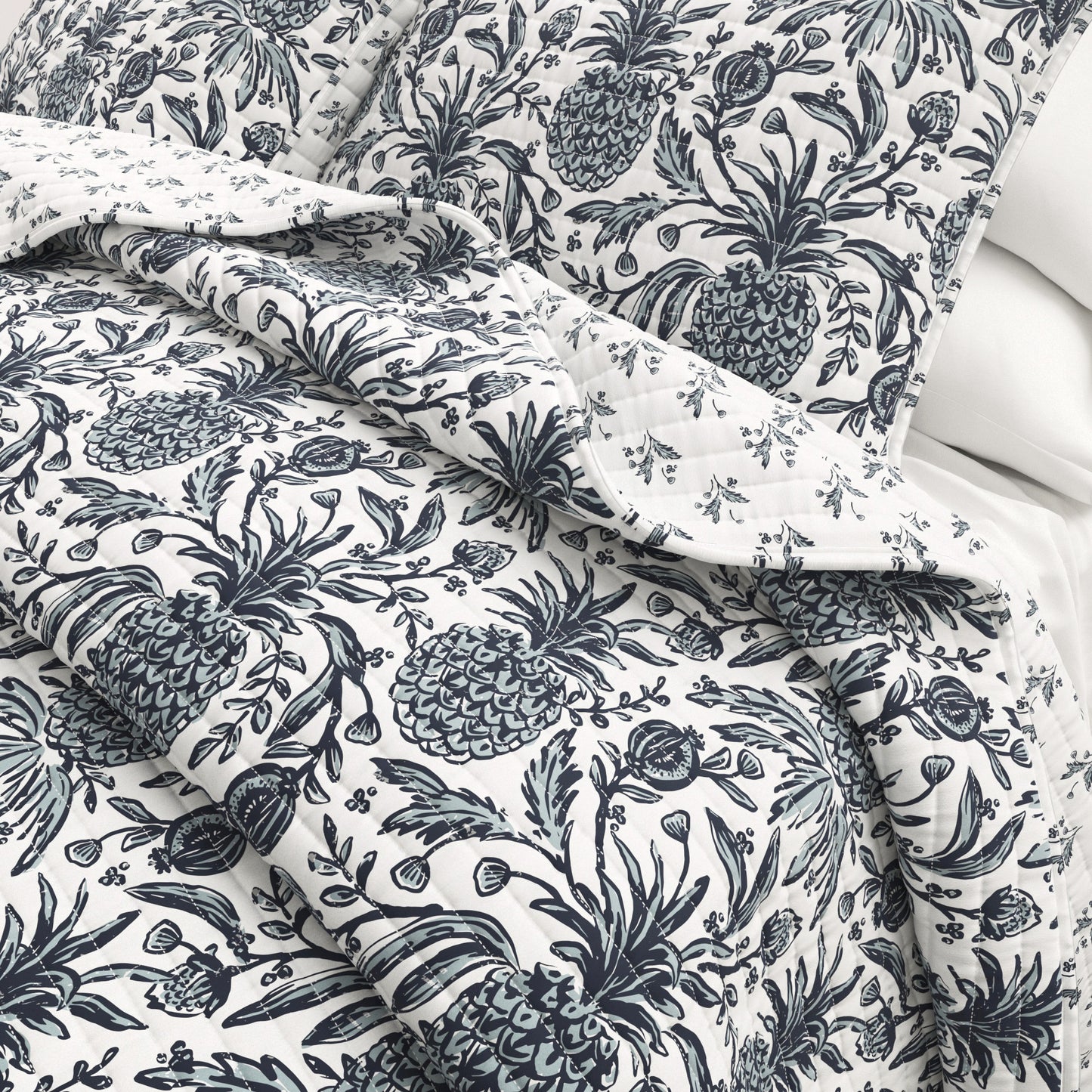 Coastal Printed Cotton Quilt Set - Bernice Collection