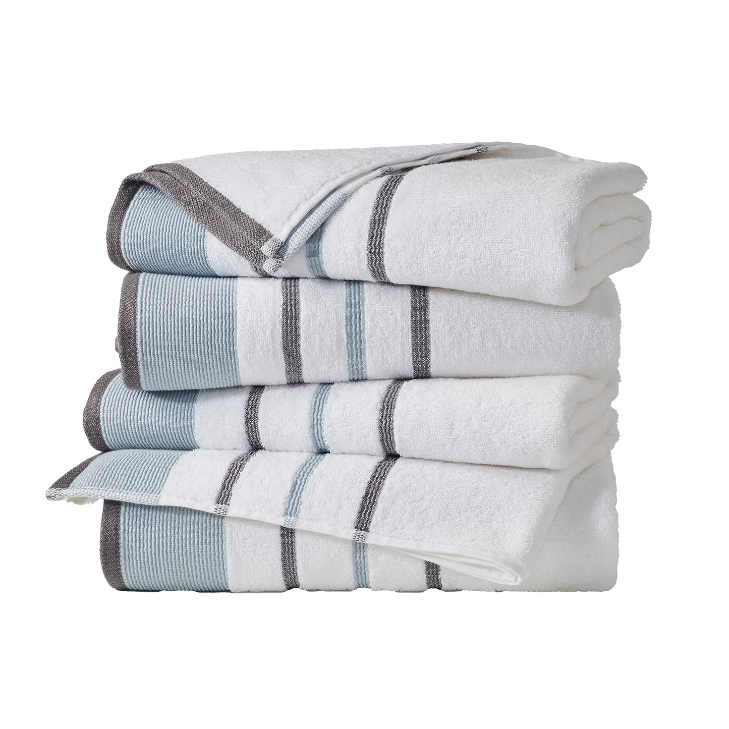 4 Pack Cotton Stripe Bath Towel Set - Noelle Collection